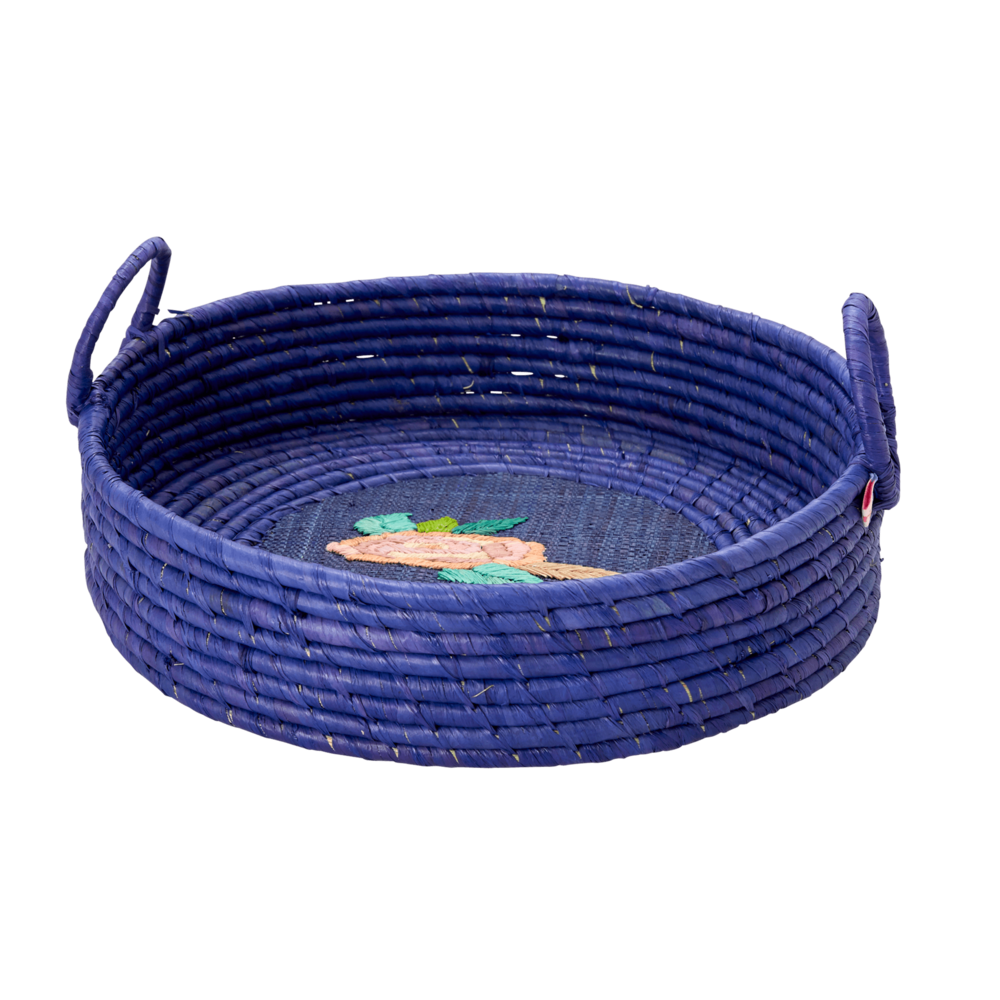 Brotkorb mit Stickerei, blau 