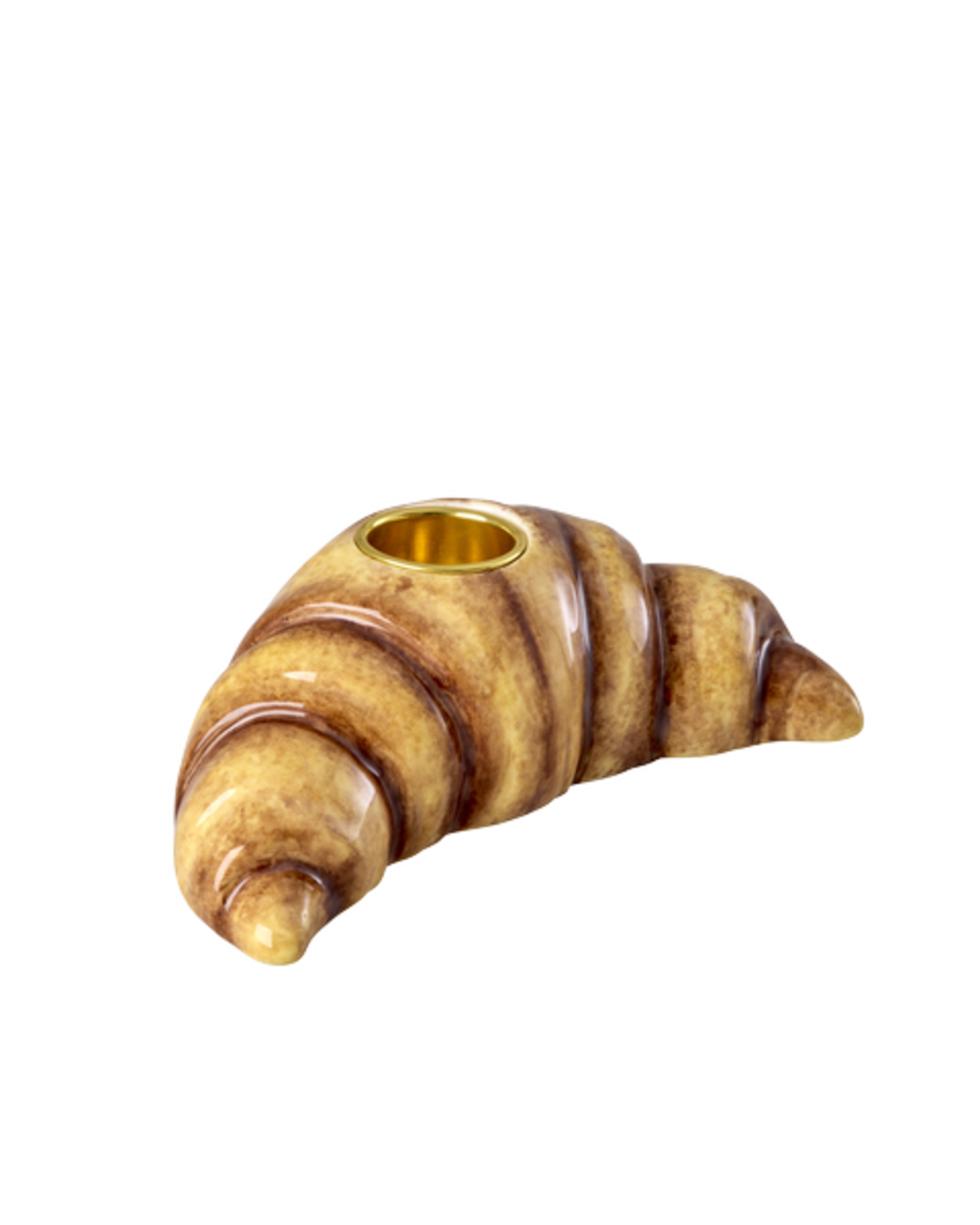 RICE Keramik Kerzenhalter Croissant, braun 