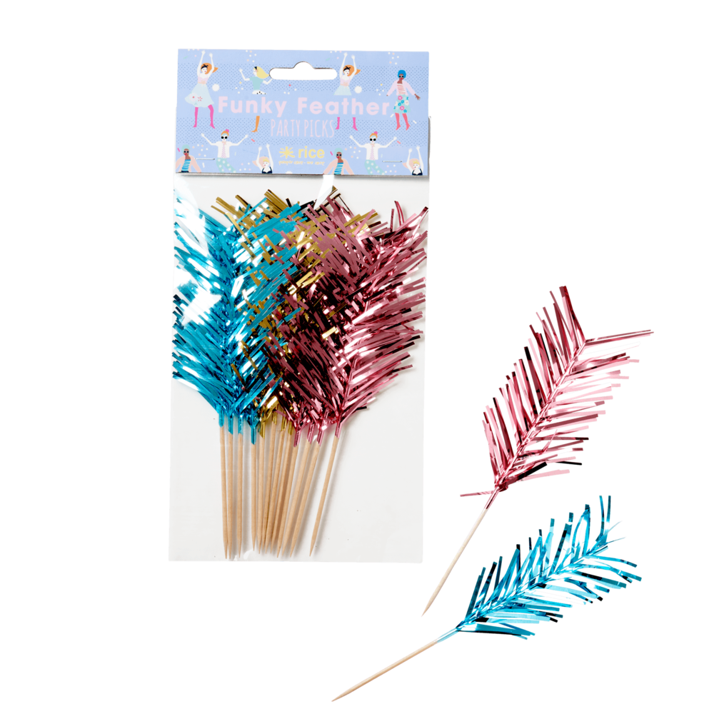 RICE Cocktailstäbchen Federfolie, divers 