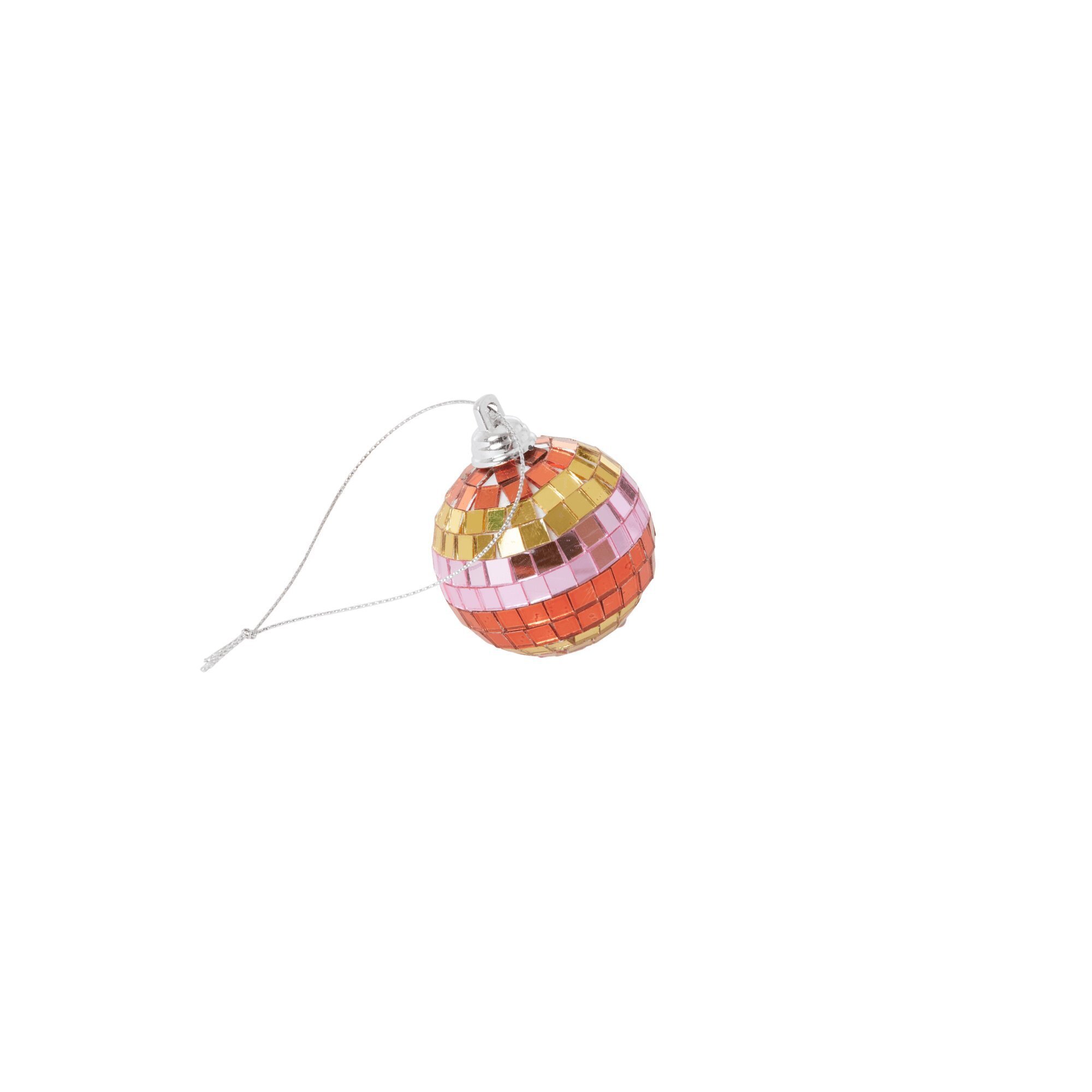 Diskokugel mit Streifen, pink Ø5cm