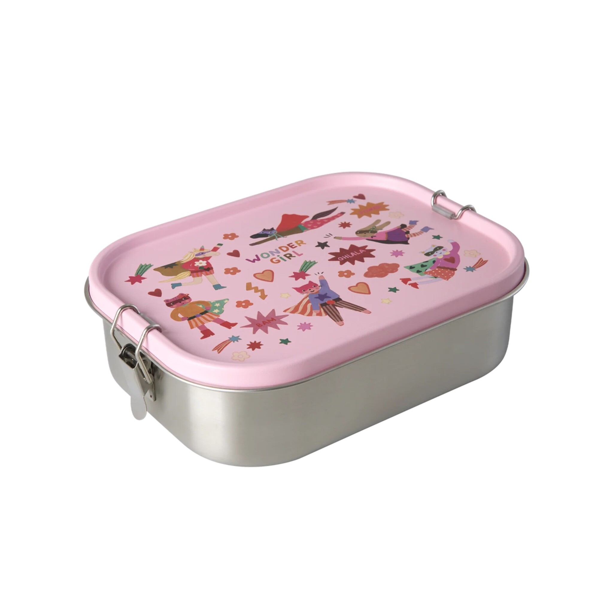 Edelstahl Kinder Lunchbox Brotbox Hero, cream 1400ml, L:21 cm, B:16 cm, Höhe 6 cm