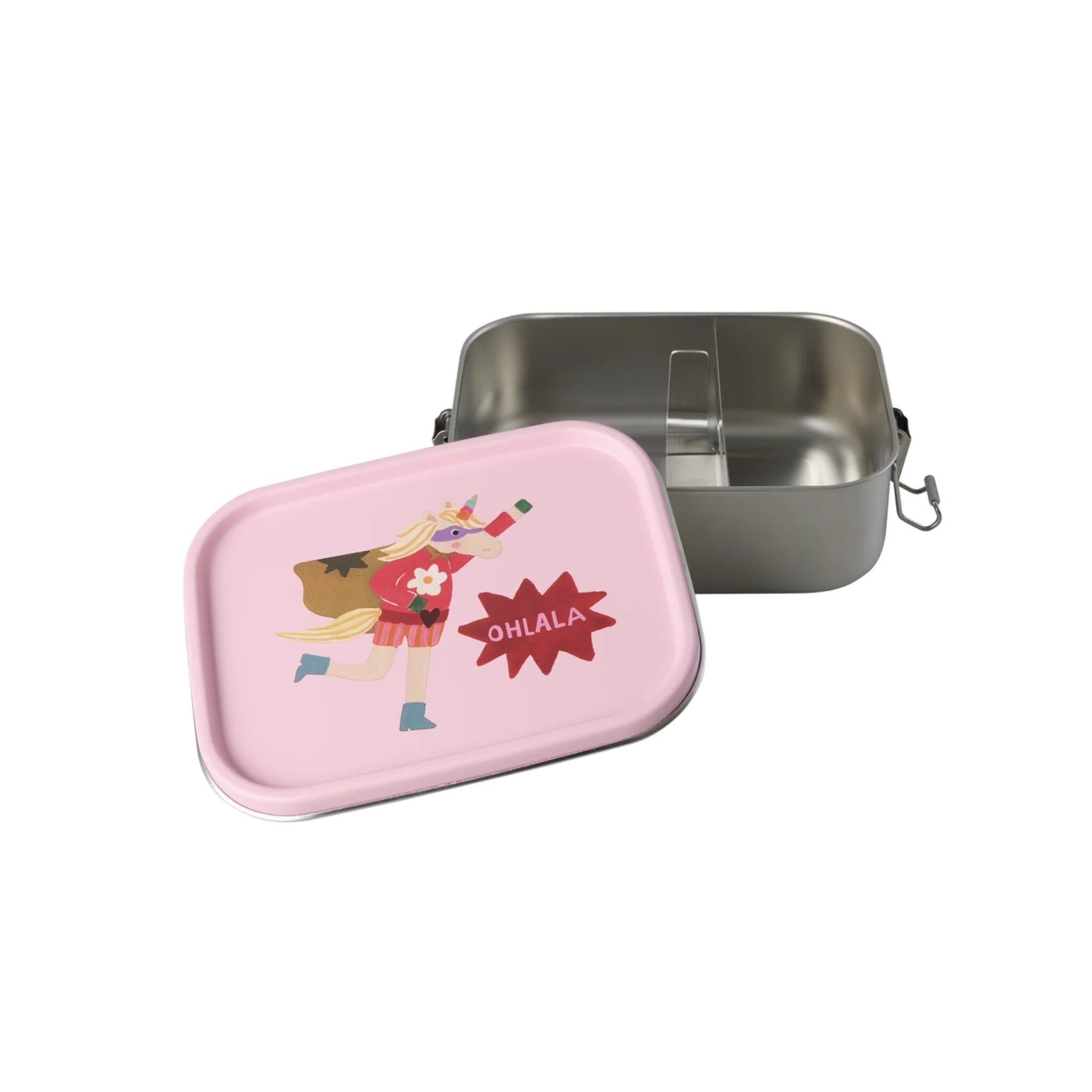 Edelstahl Kinder Lunchbox Brotbox Hero, pink 800ml, L:17 cm, B:12 cm, Höhe 6 cm