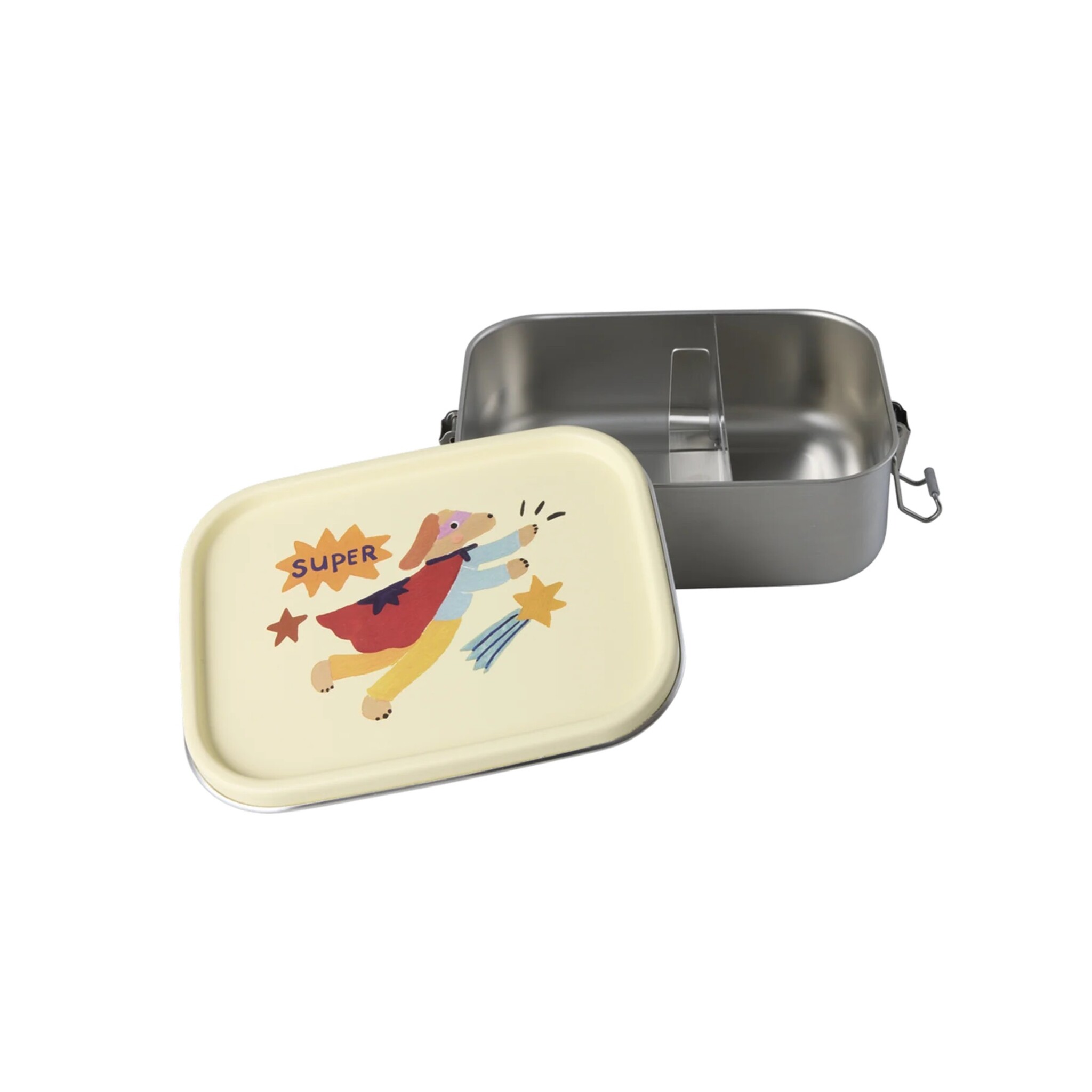 Edelstahl Kinder Lunchbox Brotbox Hero, cream 800ml, L:17 cm, B:12 cm, Höhe 6 cm
