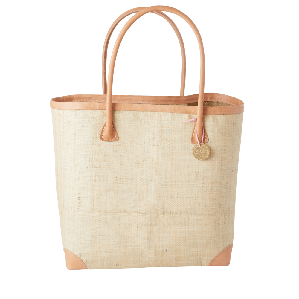 RICE Einkaufstasche mit Leder, natur 