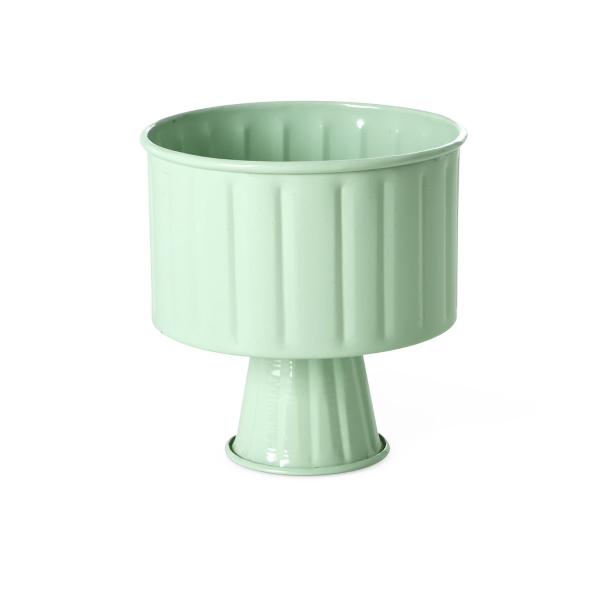 Eisen Blumentopf Hellgrün auf Sockel, hellgrün 