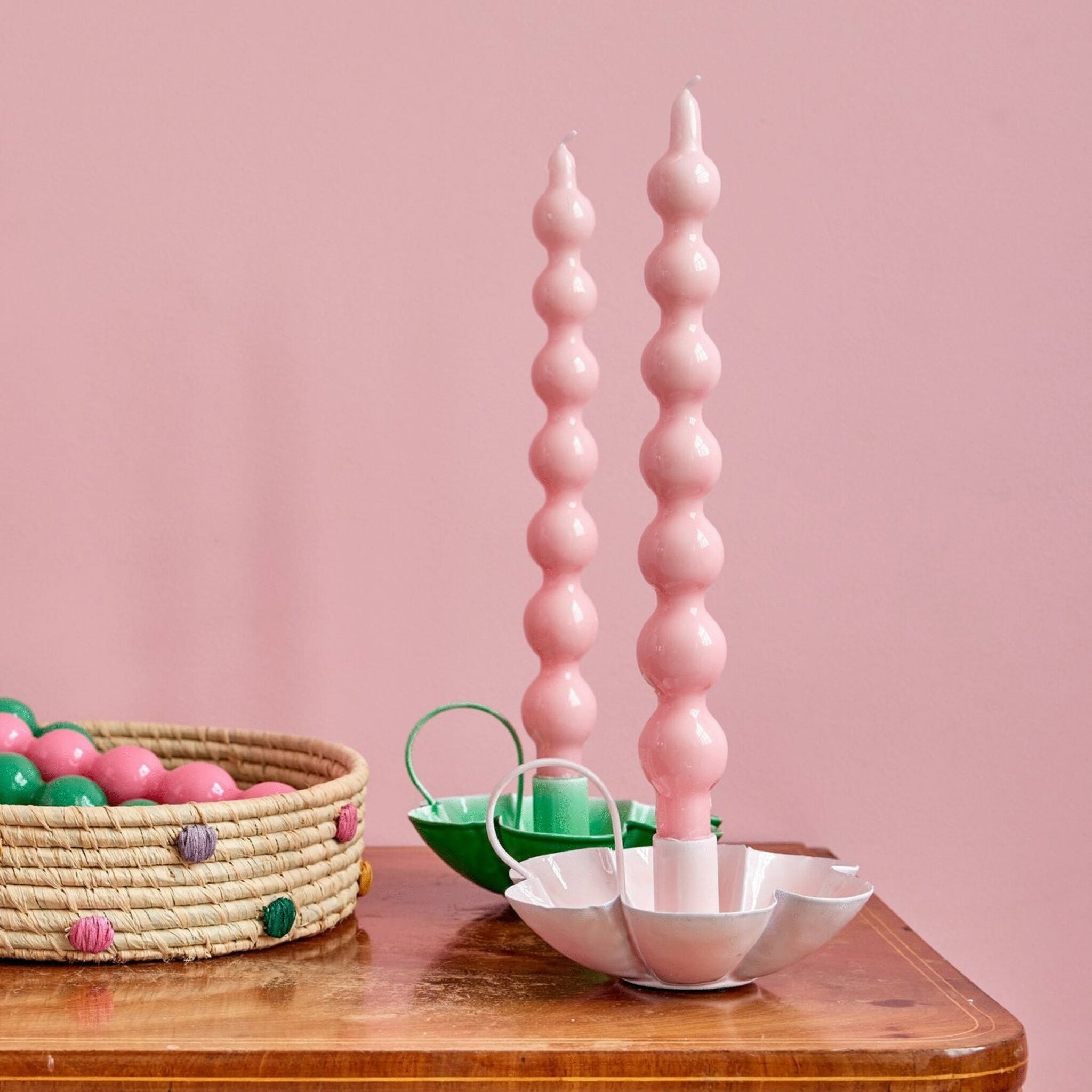 Geschwungene Kerzen 2er Pack, rosa 