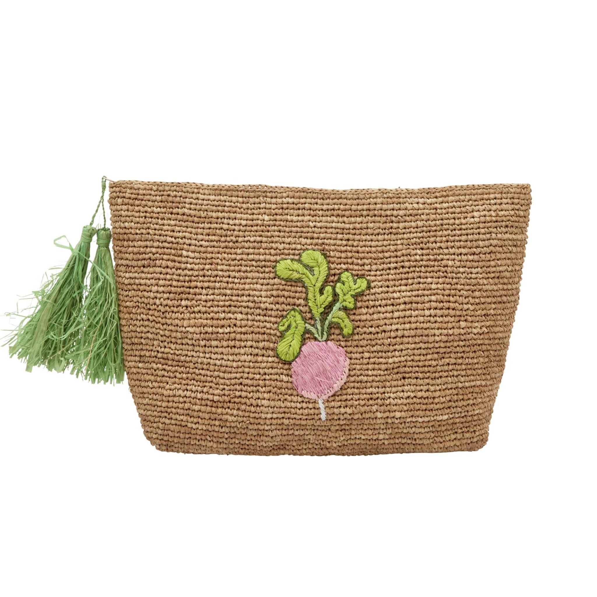 Große Raffia Handtasche Radieschen, braun