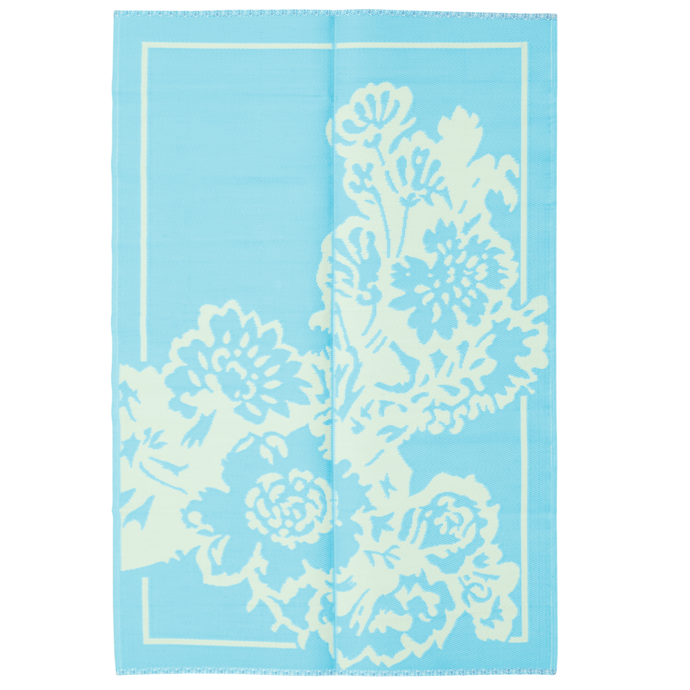 RICE großer Teppich mit Blumenmuster, minz 