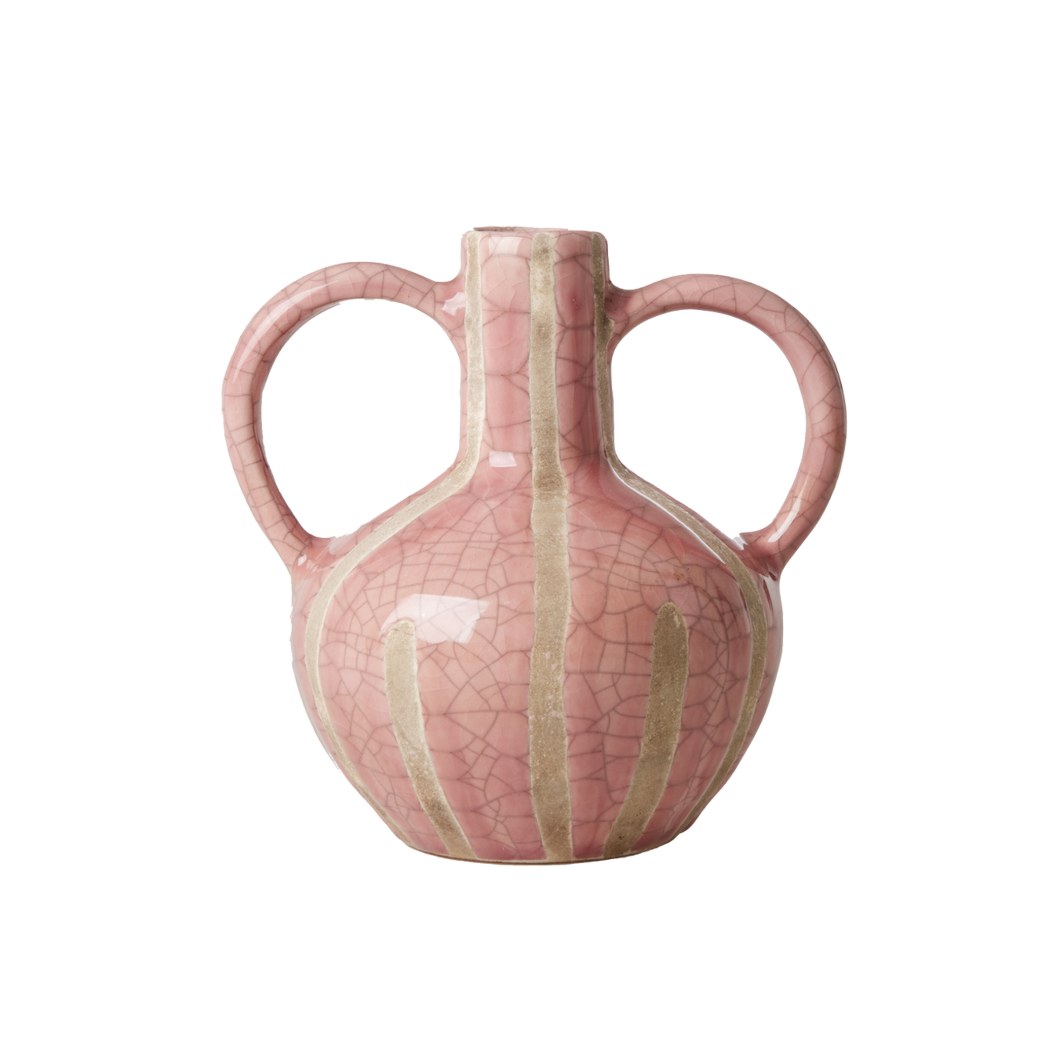 Handbemalte Keramik Vase Hellrosa, rosa 