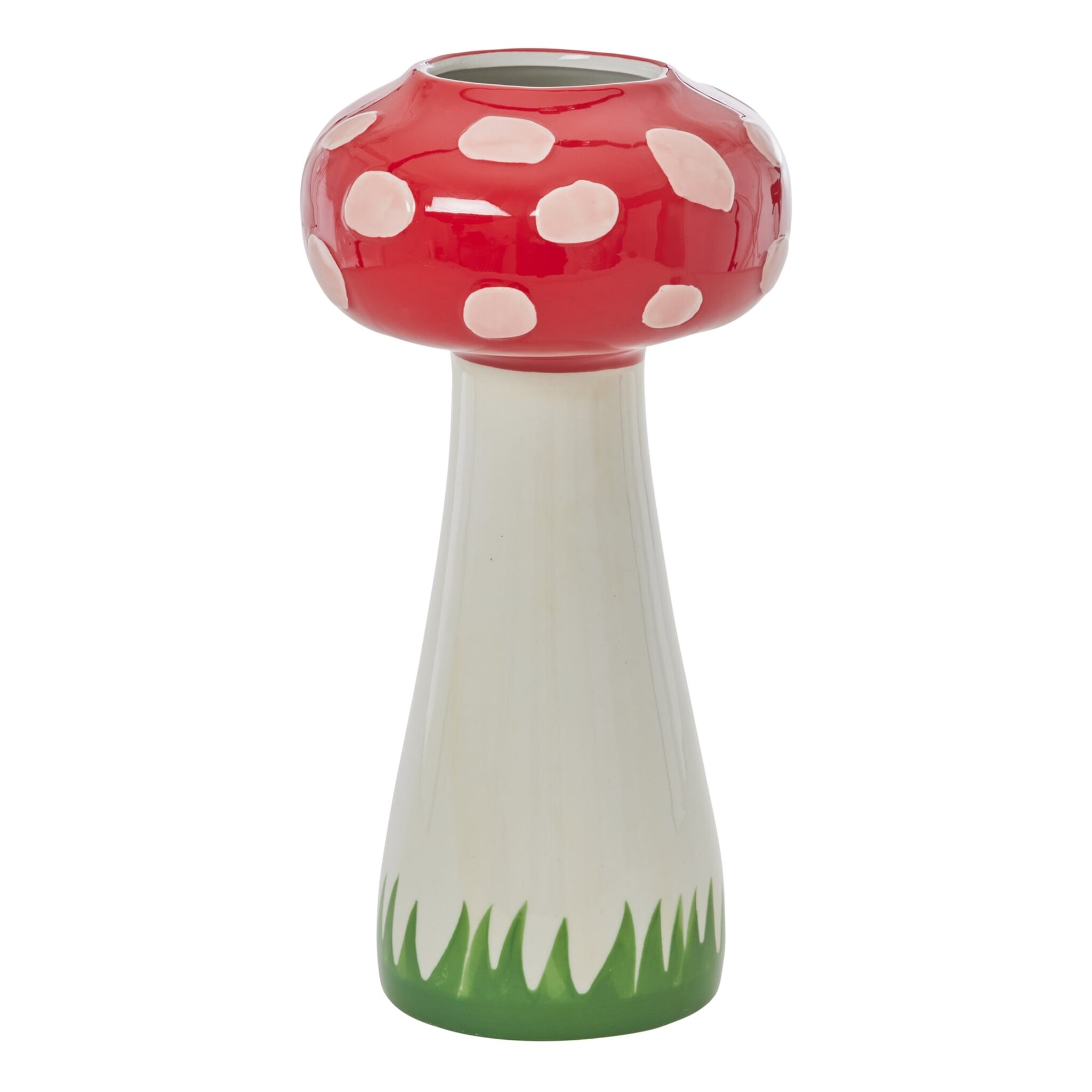 Handbemalte Pilz Keramik Vase, bunt Höhe 30, Ø 15 cm