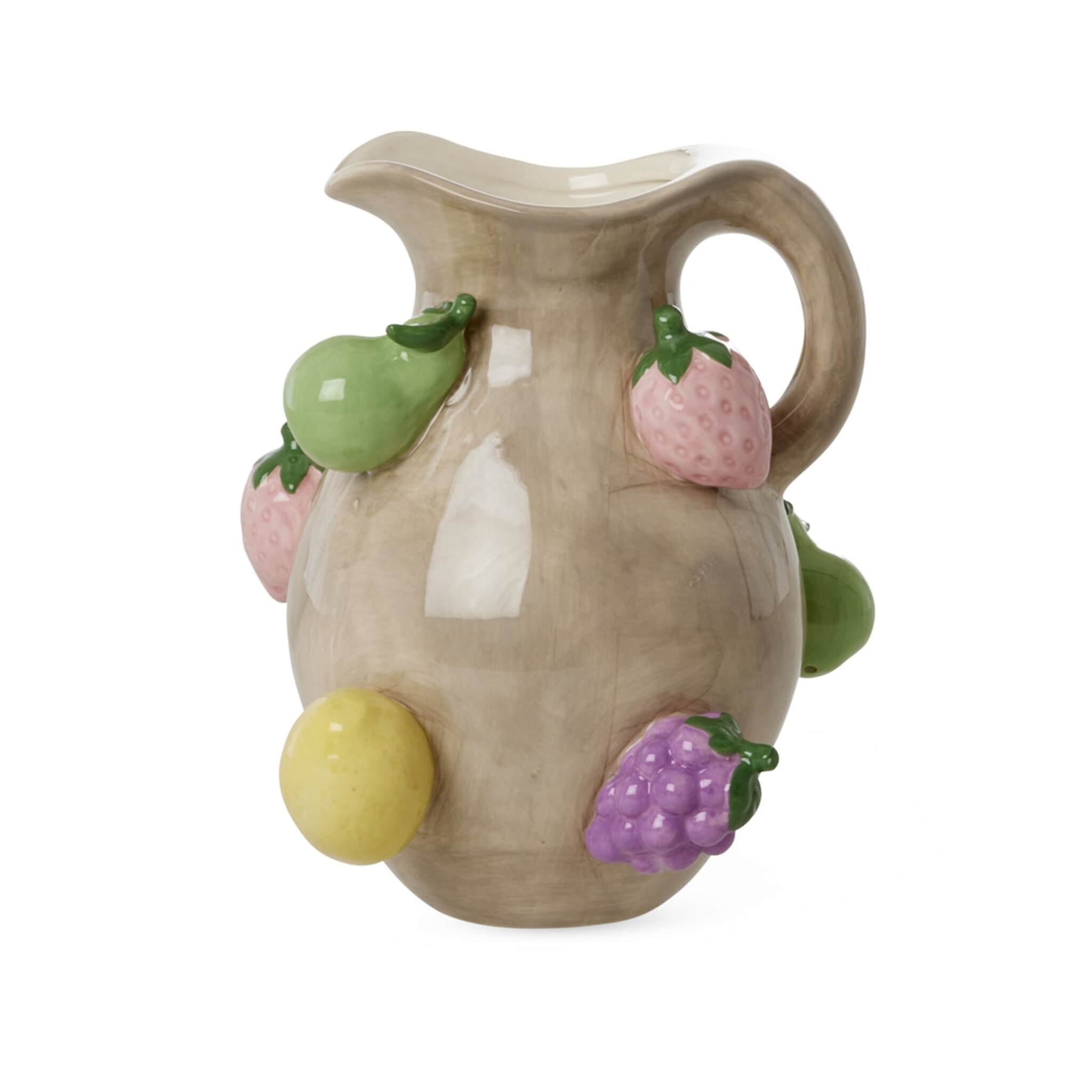 Handbemalter Keramik Krug mit Früchten, bunt