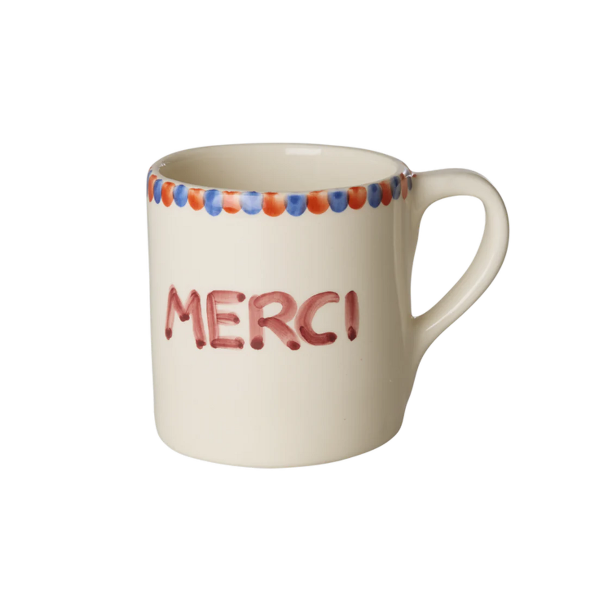 Keramik Becher MERCI, weiss 