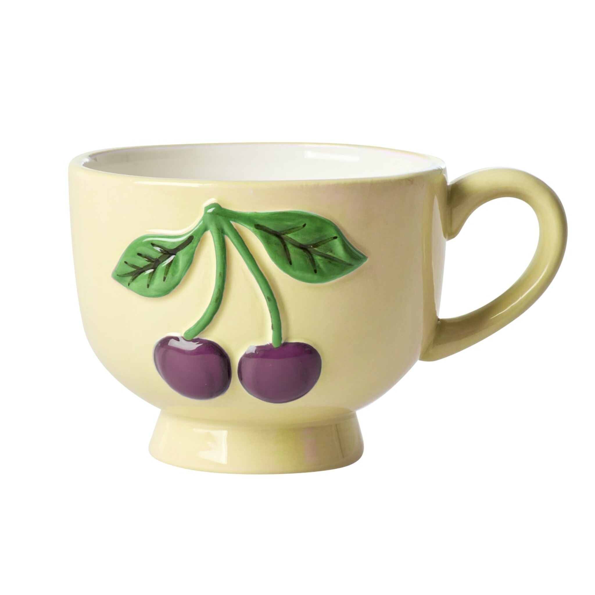 Keramik Becher mit Kirschen, creme