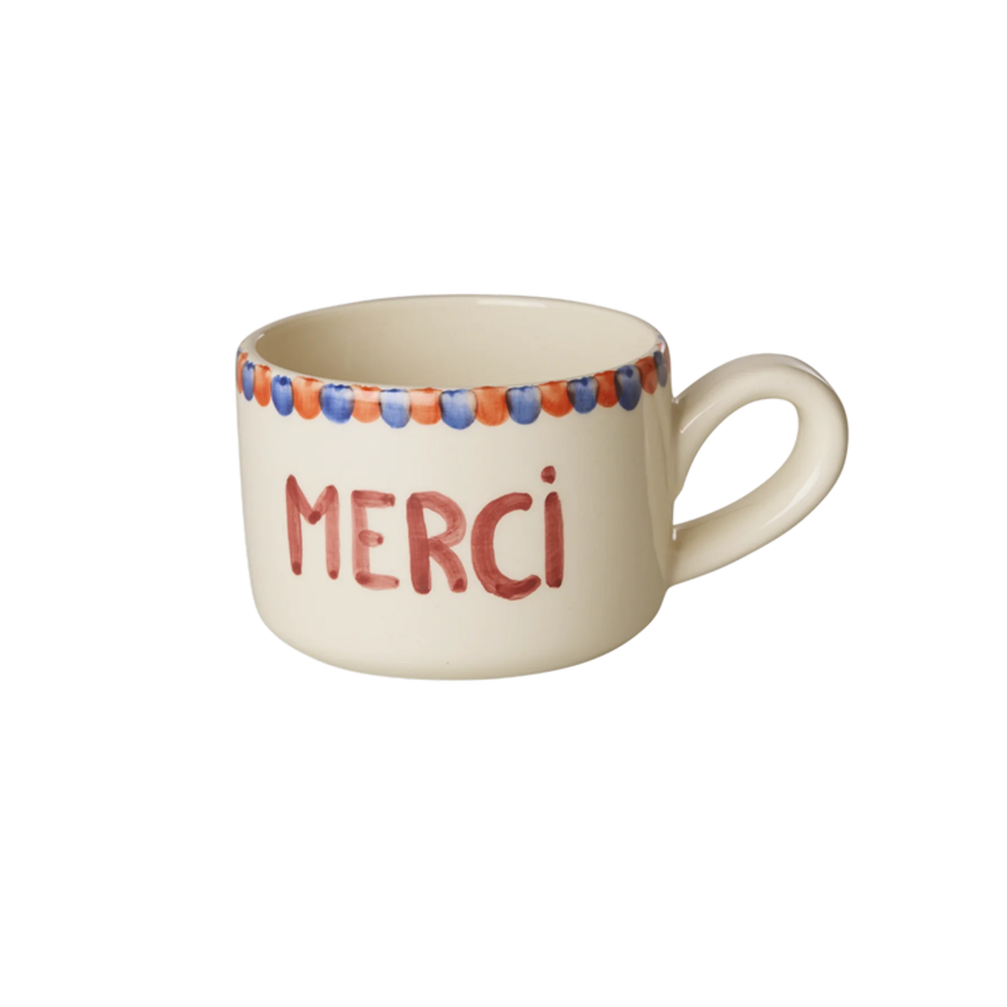 Keramik Cappuccino Cup MERCI, weiss 
