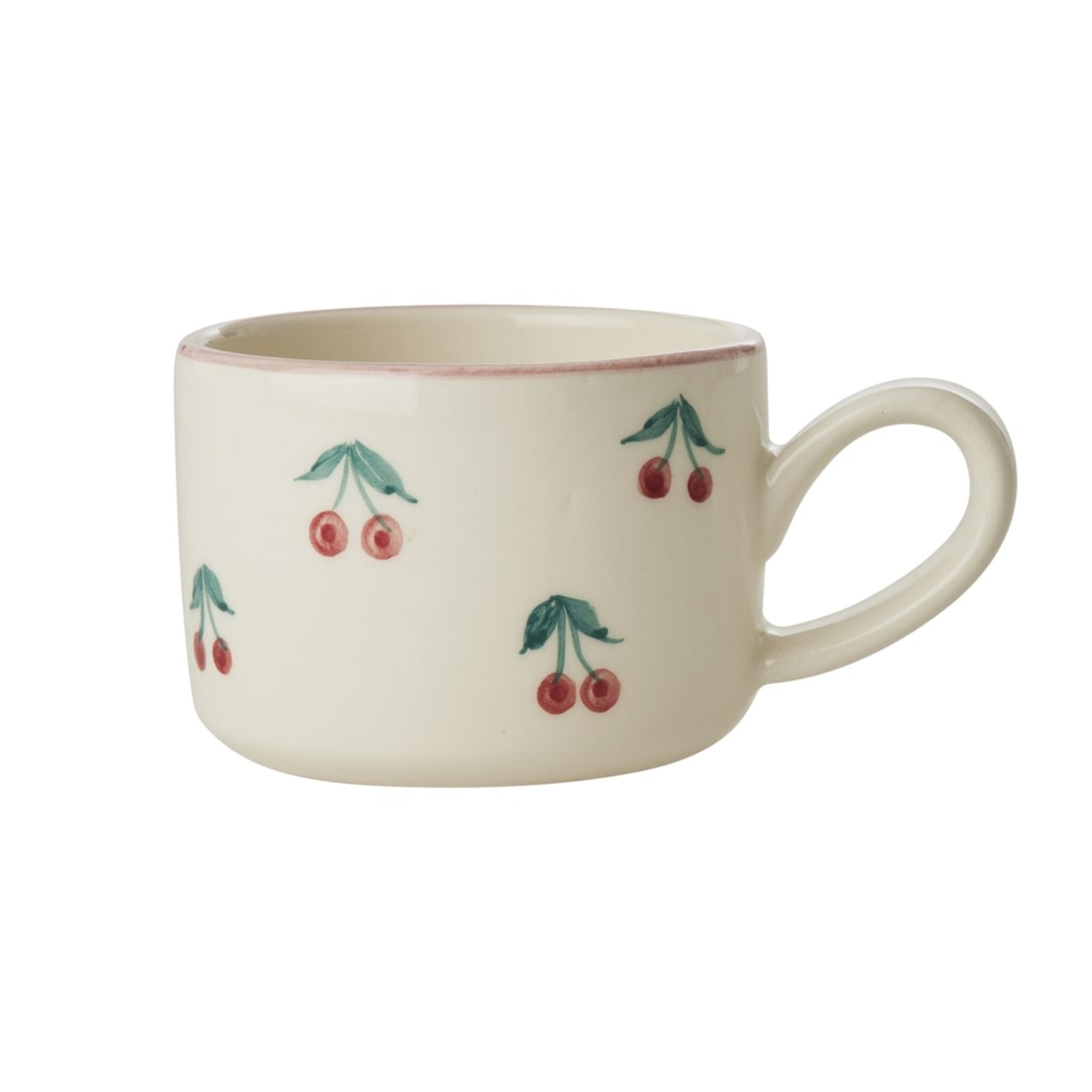 Keramik Cappuccino Tasse Kirschen, weiss Ø 9 cm, H:6 cm
