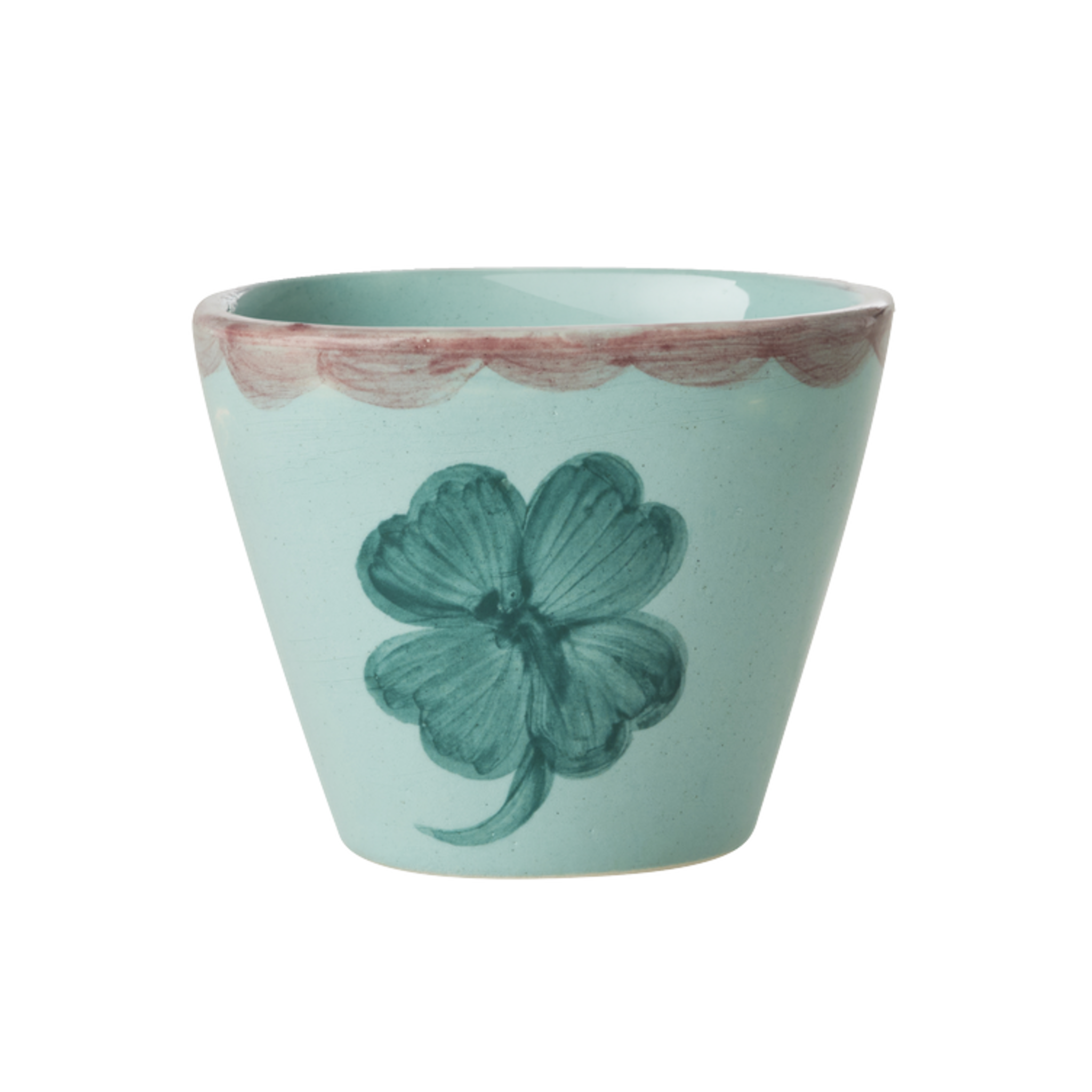 Keramik Espressotasse Handgemacht Glücksklee, grün 