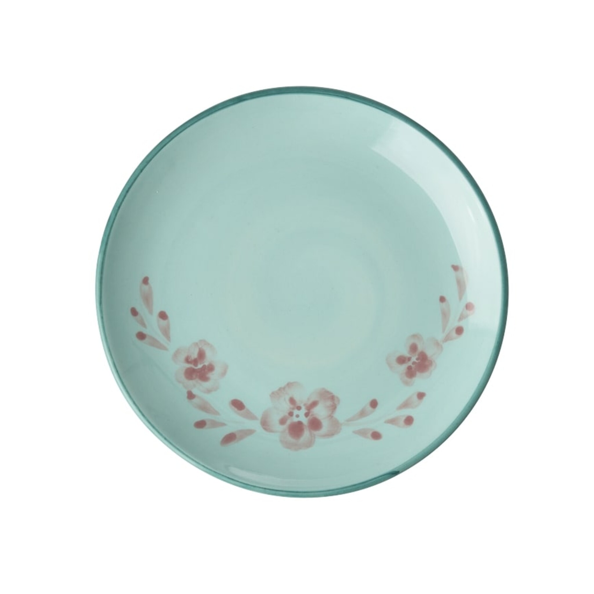 Keramik Kuchenteller Handgemalt Blume Mint, mint 