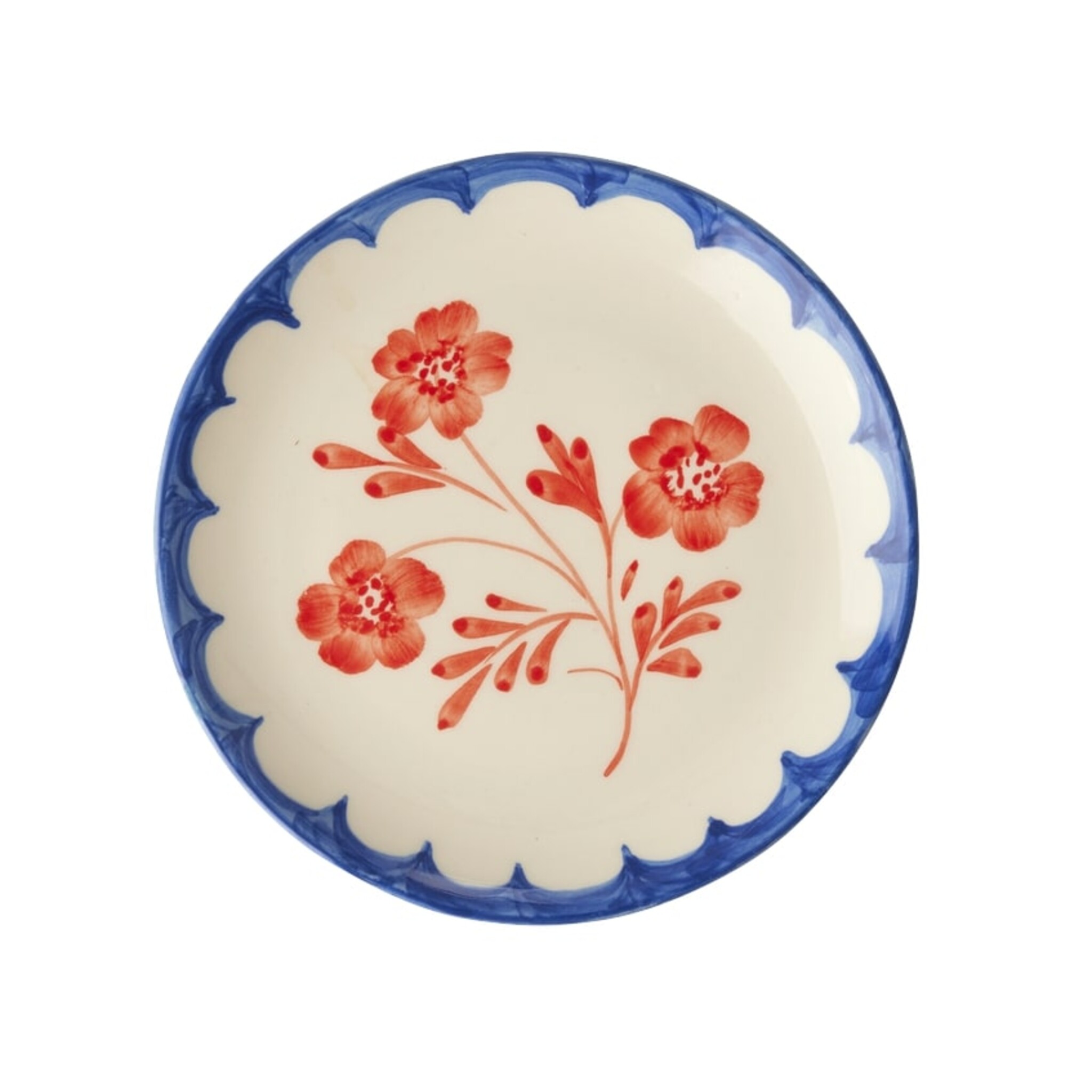 Keramik Kuchenteller Handgemalt Vintage Flower, orange