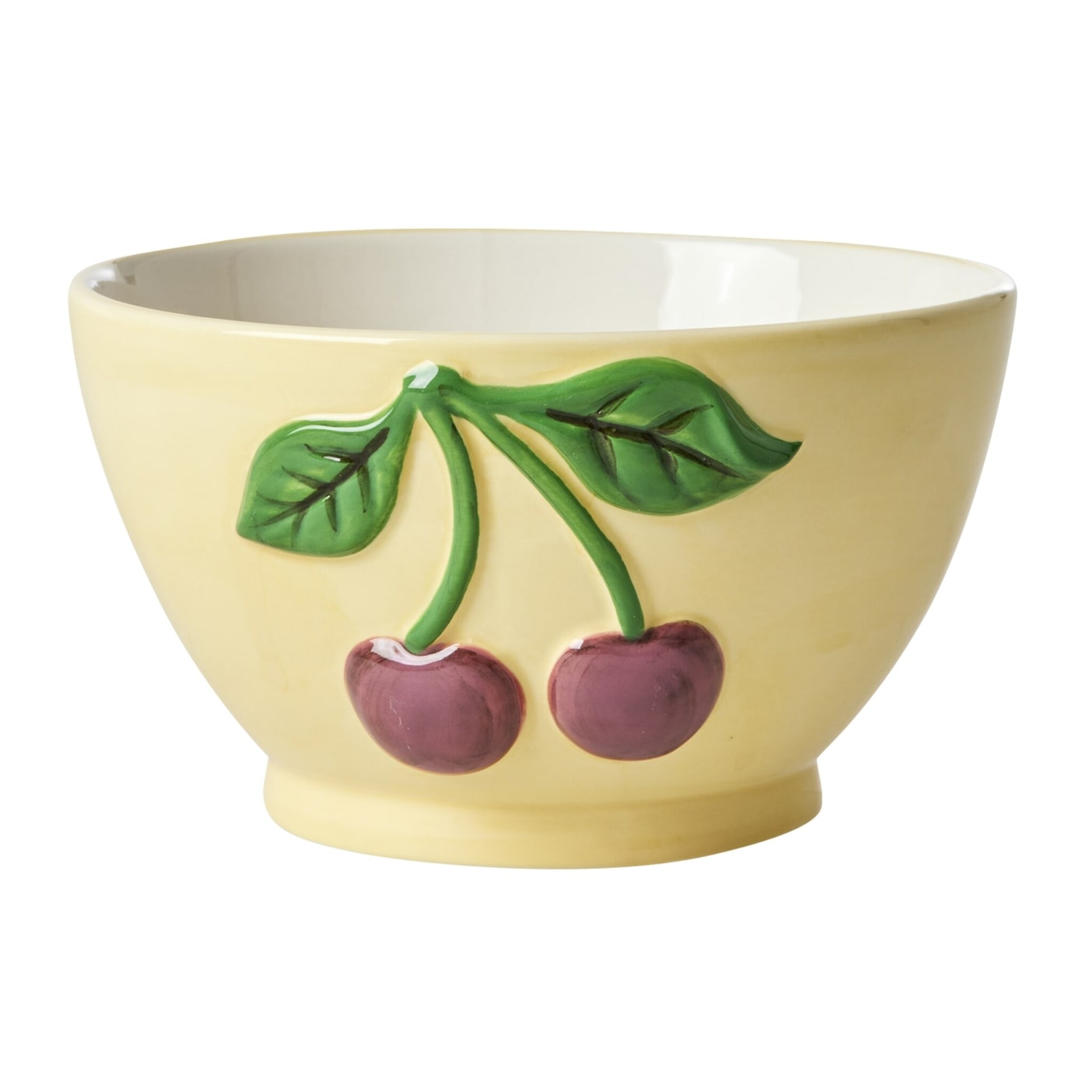 Keramik Schüssel mit Kirschen, creme Ø 14 cm, H:10 cm