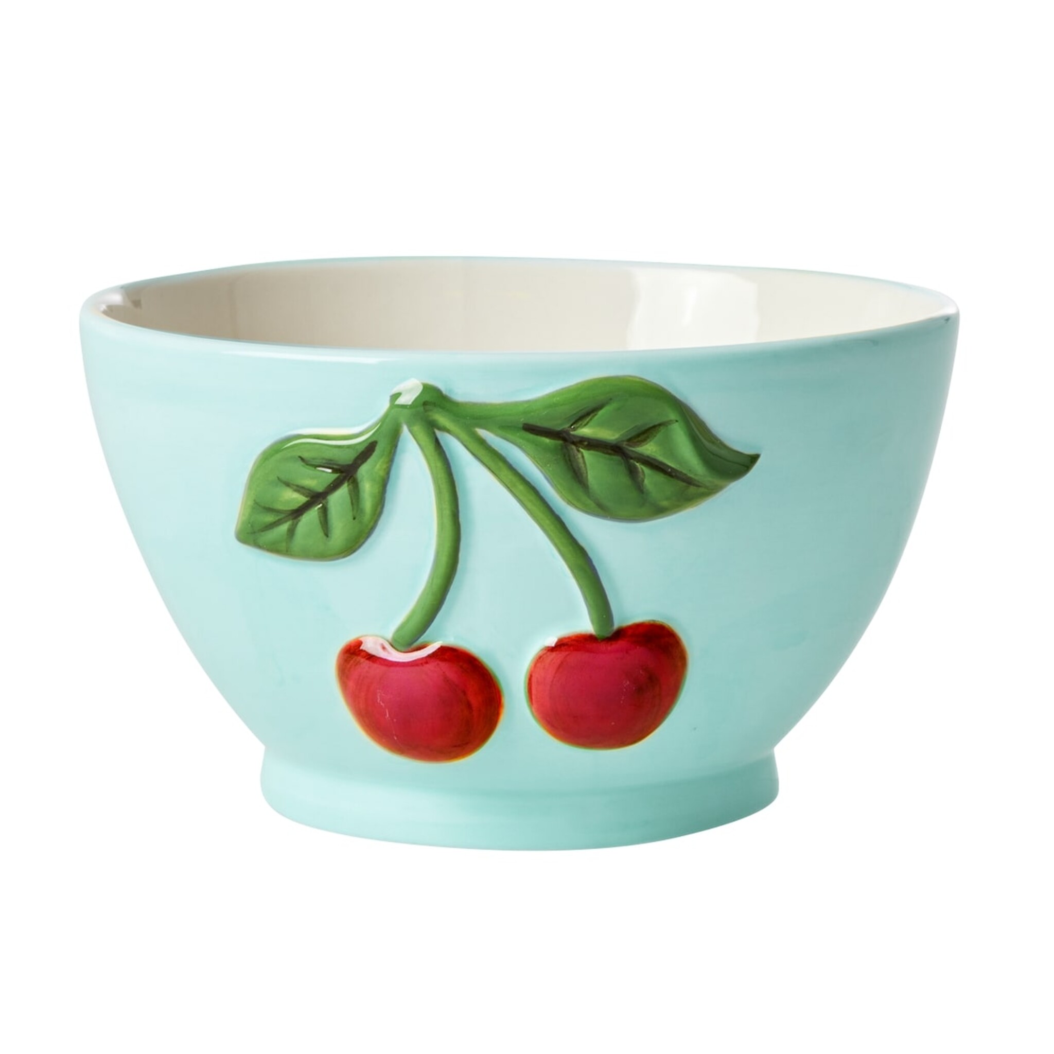 Keramik Schüssel mit Kirschen, mint Ø 12 cm, H:7 cm