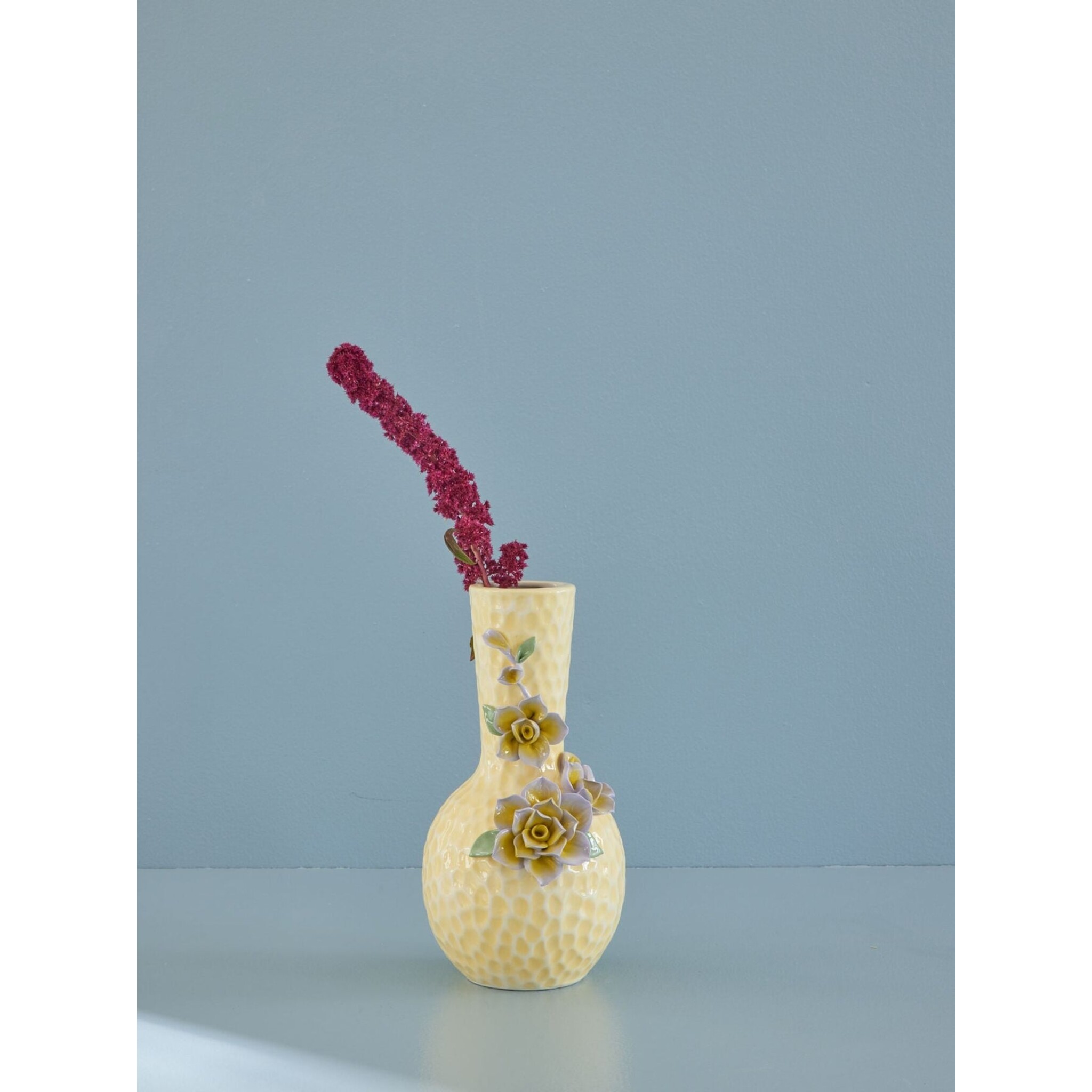 Keramik Vase Flower, gelb 