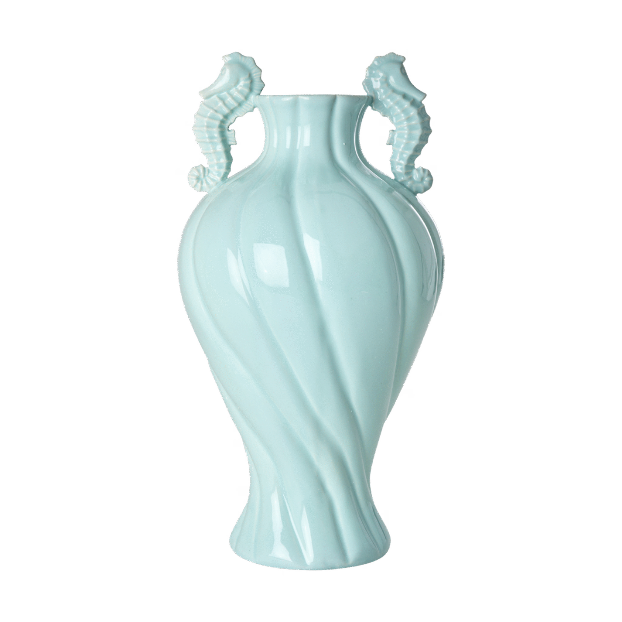 Keramik Vase Seepferdchen in Mint, mint 