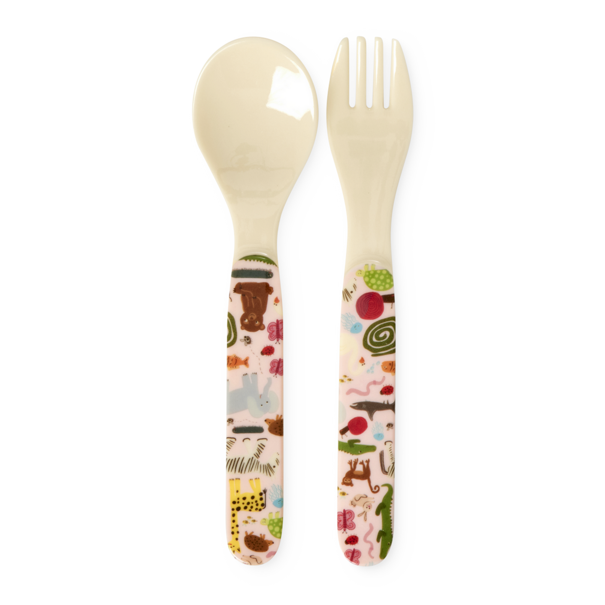 Kinder Besteck, Gabel und Löffel Wildlife, pink 