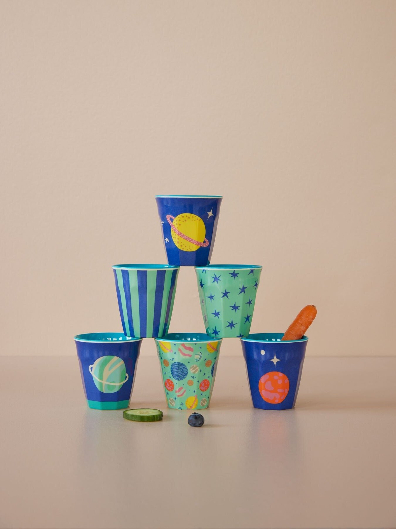 Kinder Melamin Becher Galaxy 6er, blau 