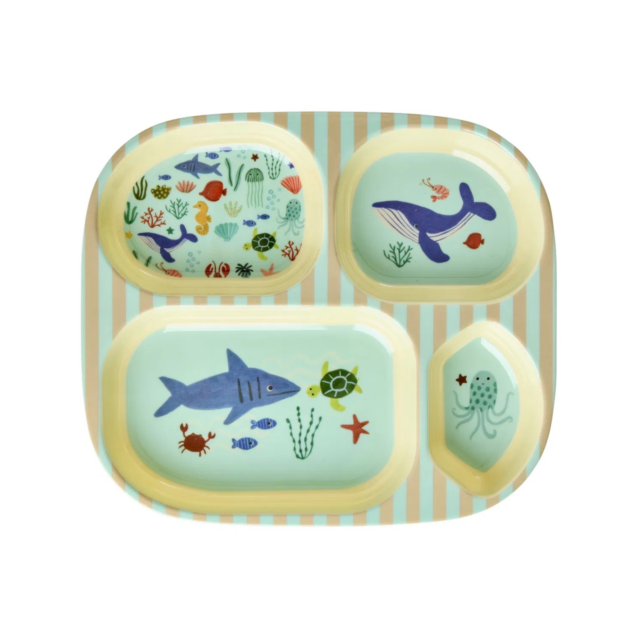 Kinderteller mit 4er Einteilung Ocean Print, blau 