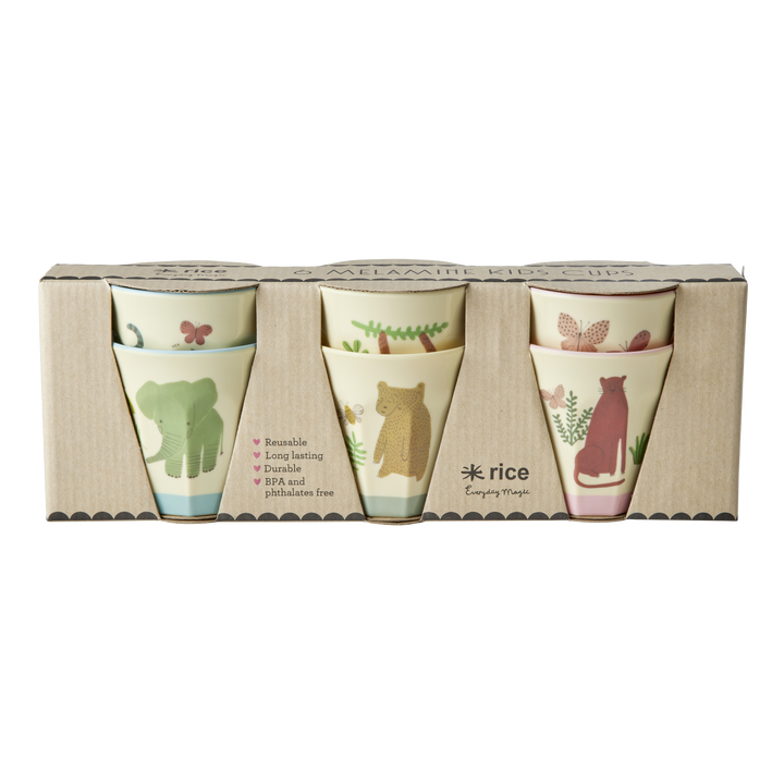 Kleine Melamin Becher Sweet Jungle Print - 6er Set, mehrfarbig 