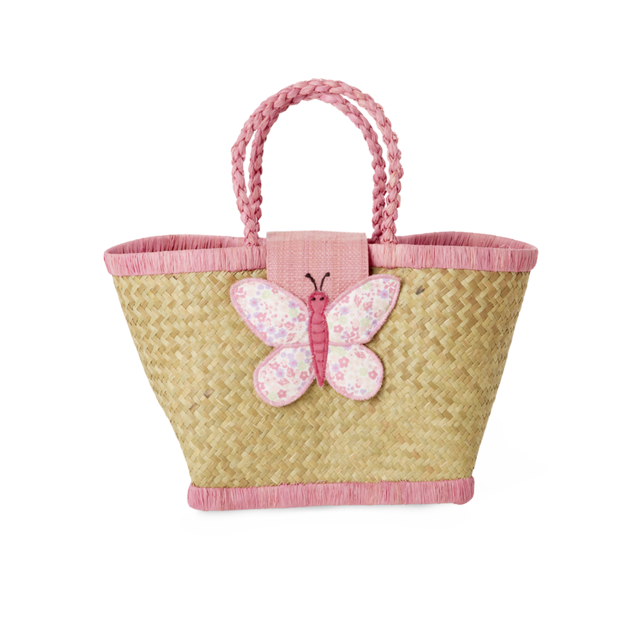 Kleine Raffia Kindertasche, rosa L:18 cm, B:20 cm, H:12 cm