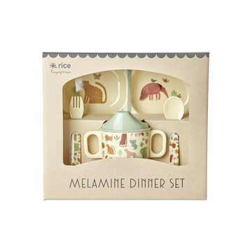Melamin Baby-Geschirrset Crème Sweet Jungle Print, diverse 