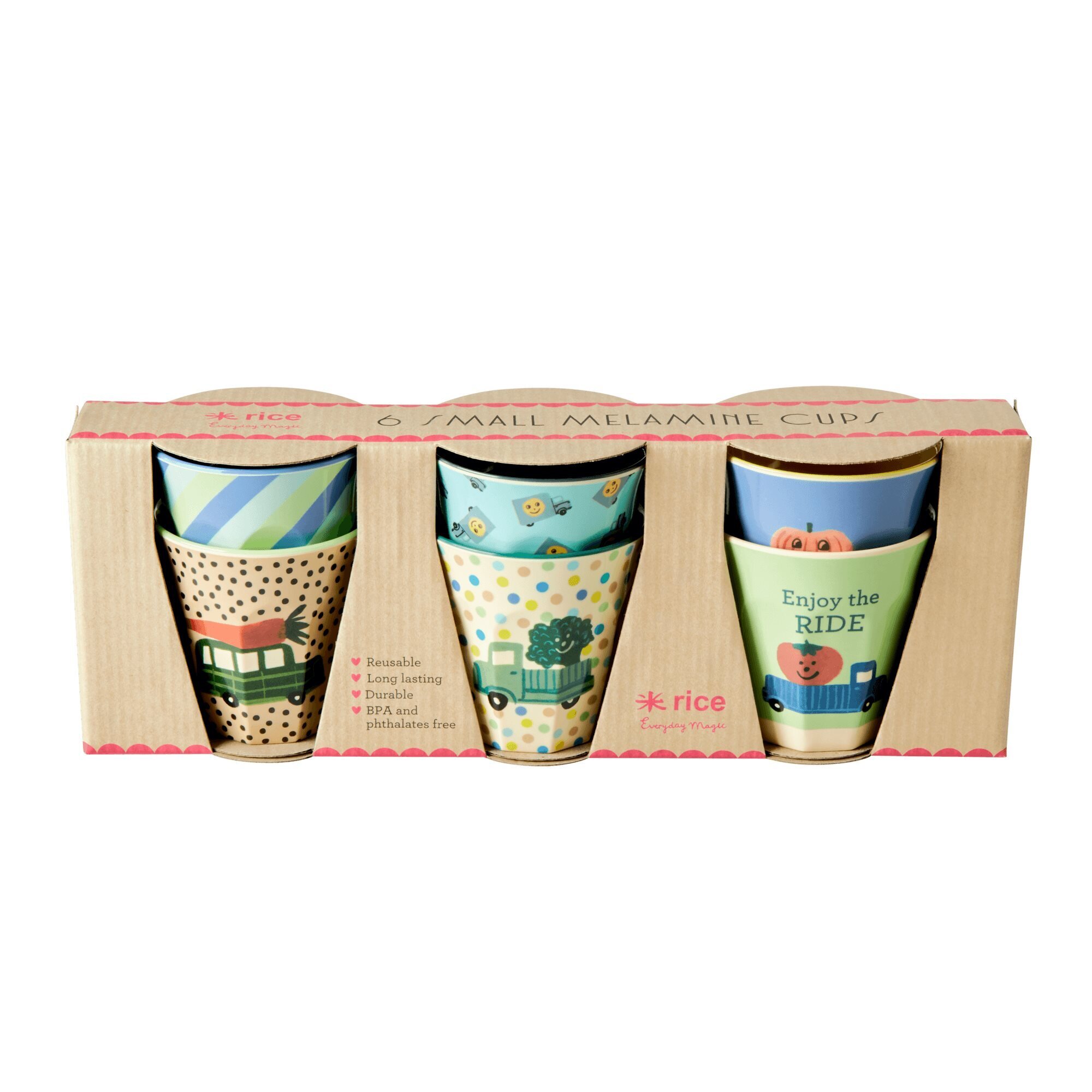 Melamin Becher 6er-Set Small Happy Cars, diverse 