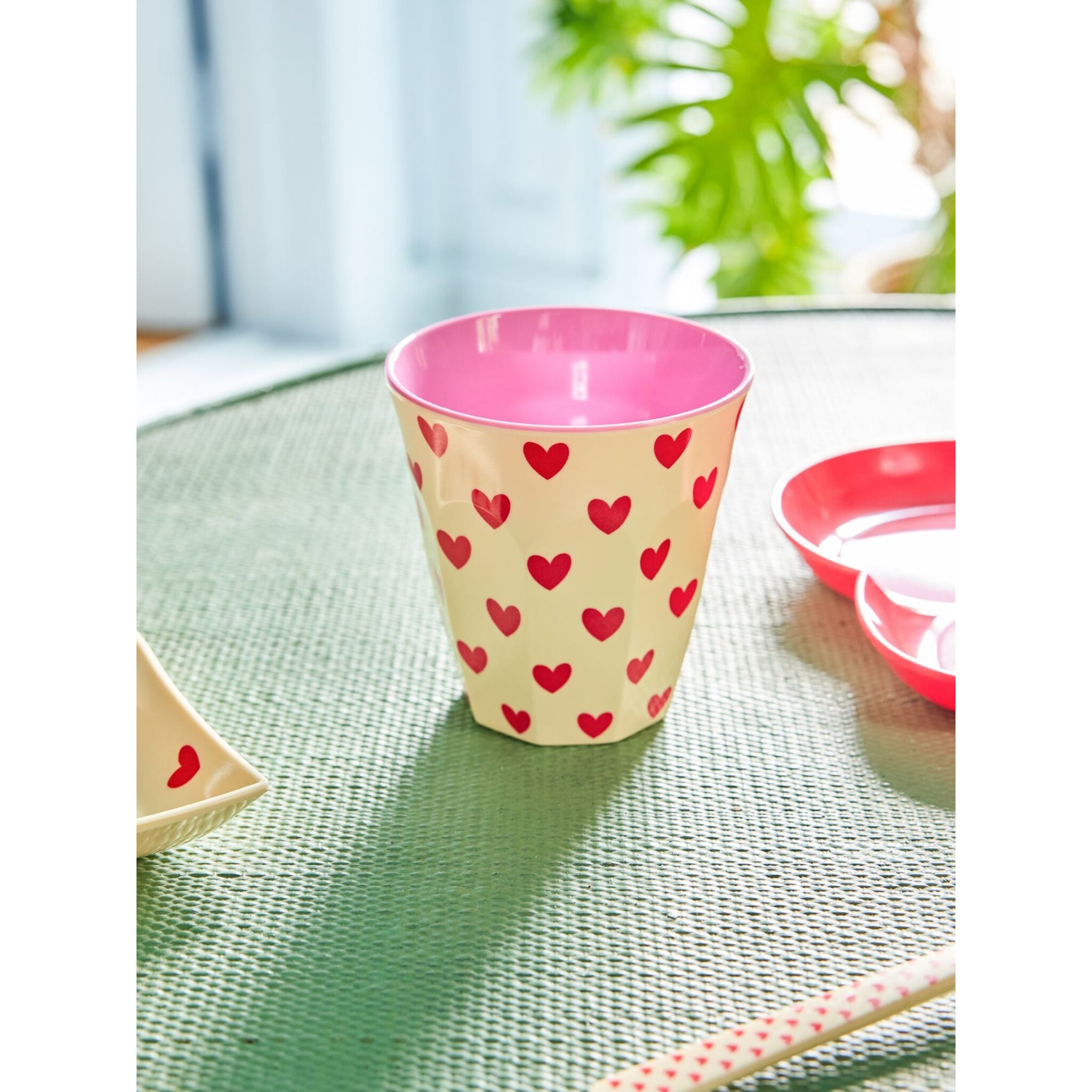 Melamin Becher Darling Hearts, creme 250 ml Ø 9 cm, Höhe 9 cm