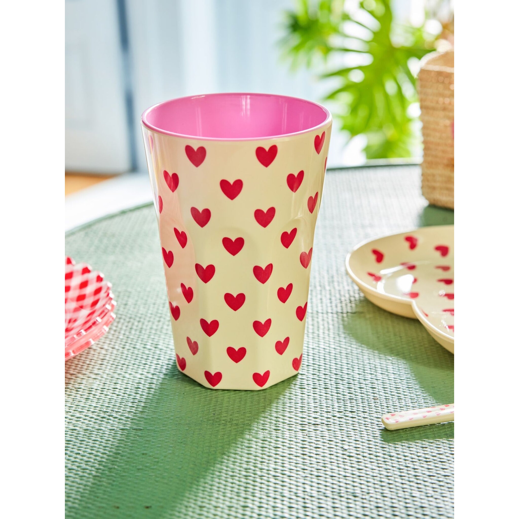 Melamin Becher Darling Hearts, creme 400 ml Ø 9 cm, Höhe 13 cm