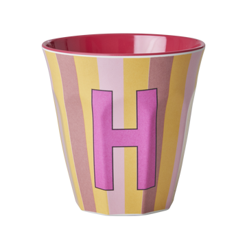 Melamin Buchstabenbecher gestreift, mehrfarbig 