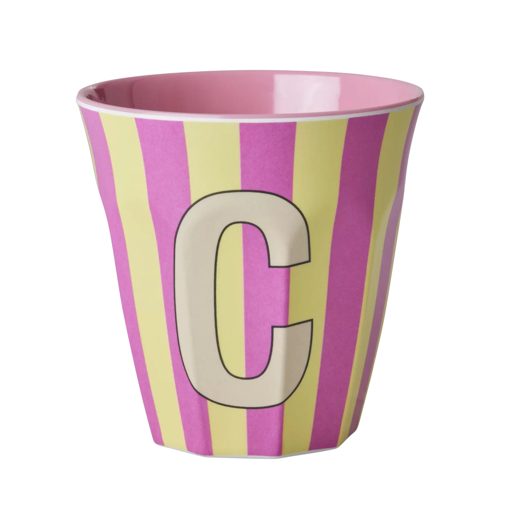 Melamin Buchstabenbecher gestreift, mehrfarbig 