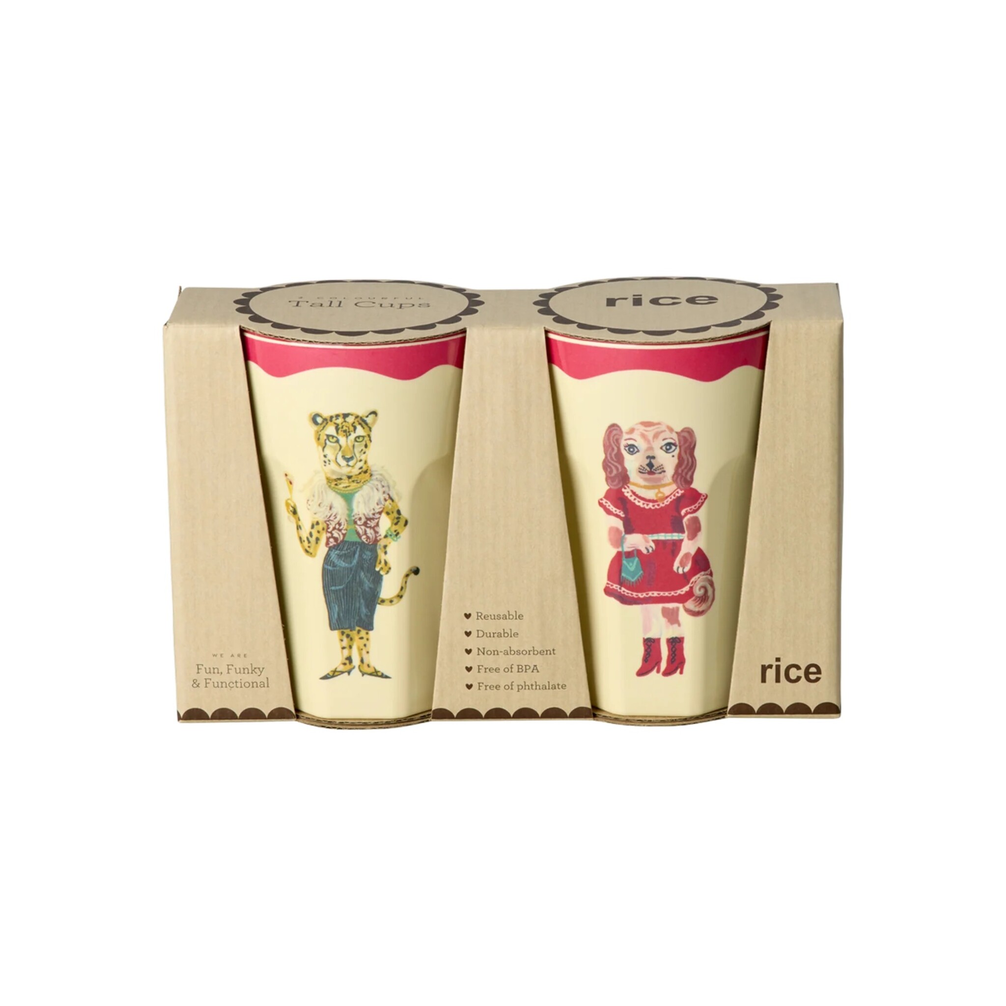 Melamin Hohe Becher Nathalie Lété 2er Pack, pink 2x 400 ml
