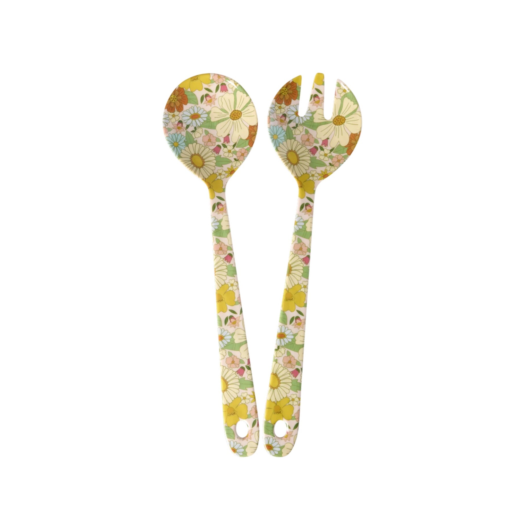 Melamin Salat Besteck Flower Power, diverse 