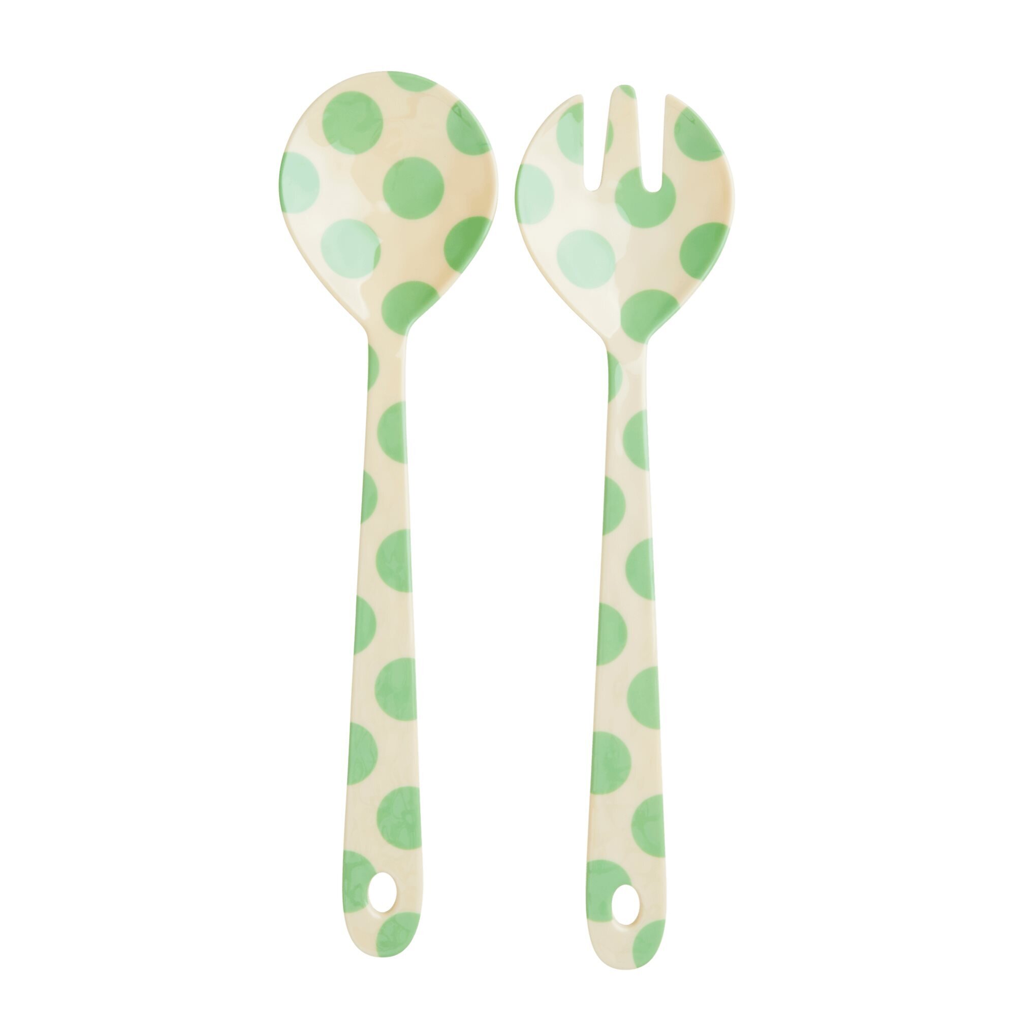Melamin Salatbesteck Green Dot, creme 