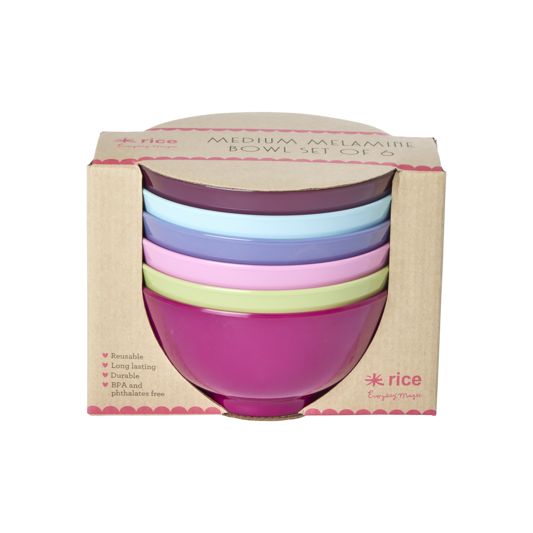 Melamin Schüssel Medium 6er Pack, diverse