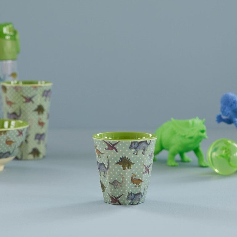 Melamin Becher New Dino Print, grün 250 ml, Ø 9 cm, H:9 cm