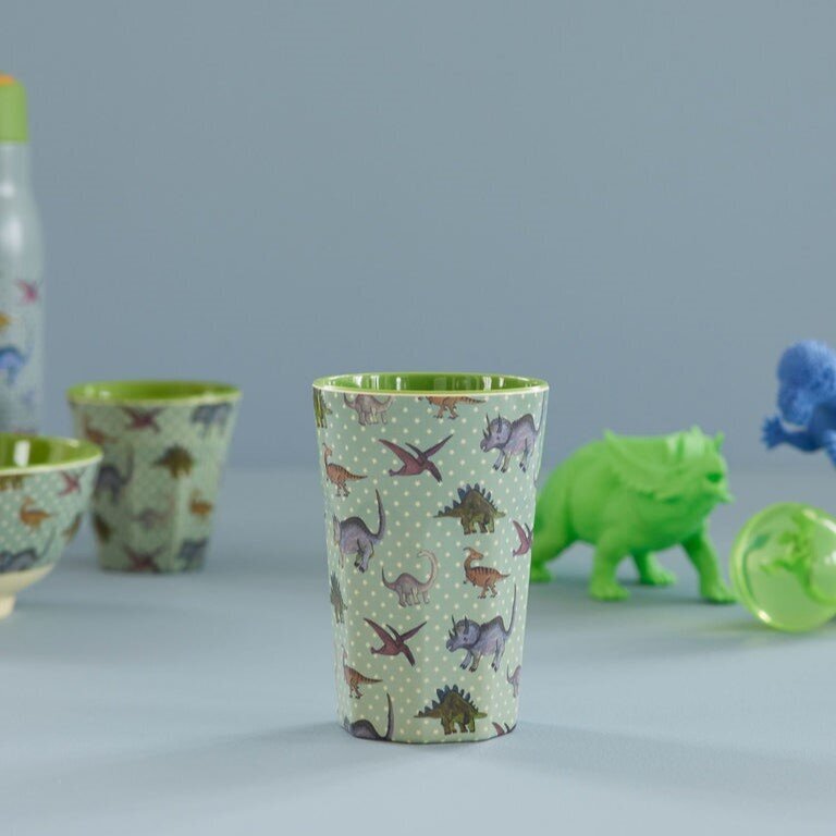 Melamin Becher New Dino Print, grün 400 ml, Ø 9 cm, H:13 cm