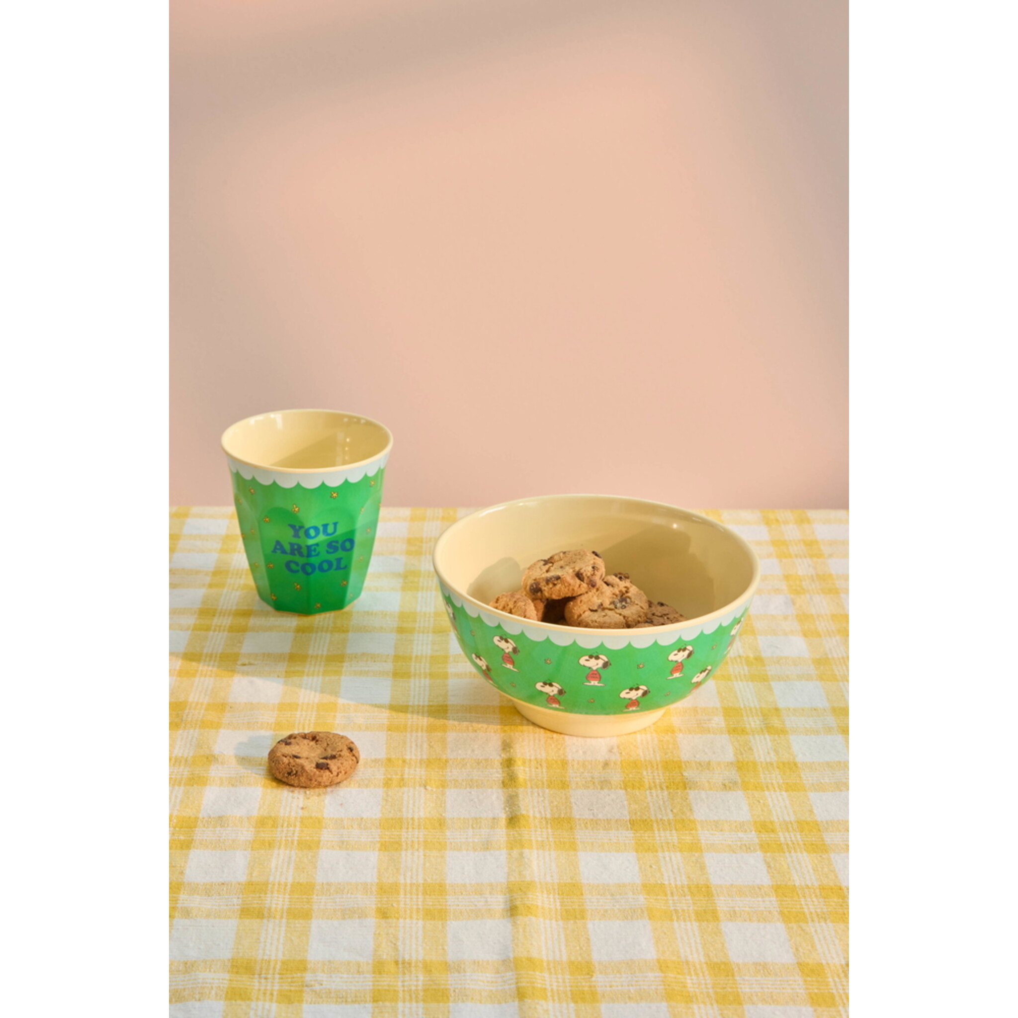 RICE Melamin Schale mit Snoopy - Medium, grün 