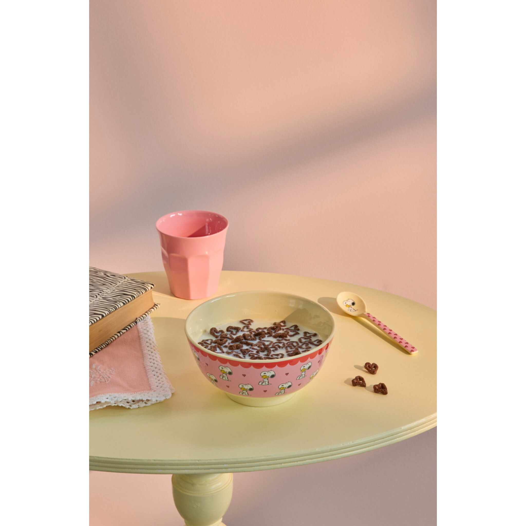 RICE Melamin Schale mit Snoopy - Medium, pink 