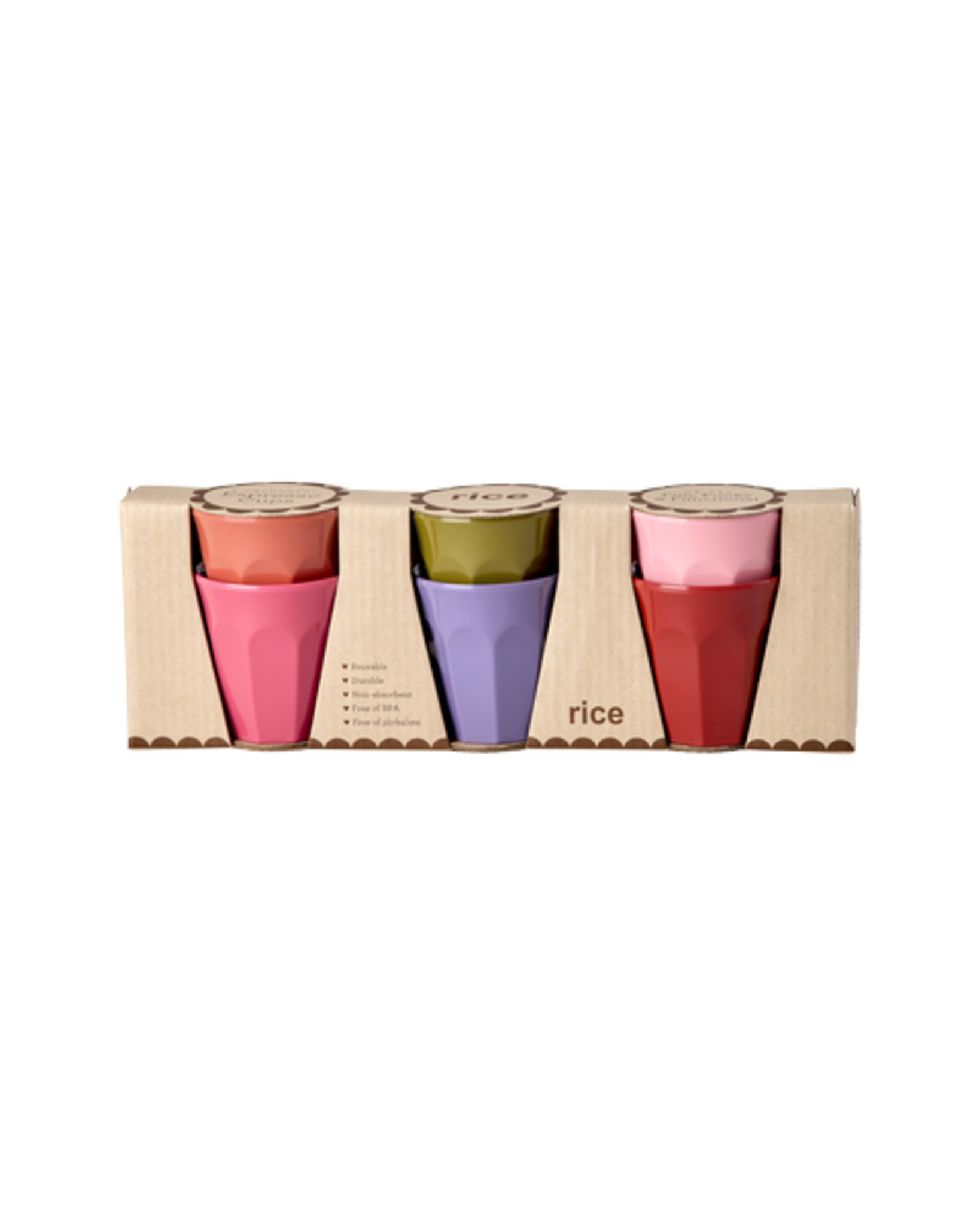 RICE Melamin Espressobecher im 6er Set, bunt 