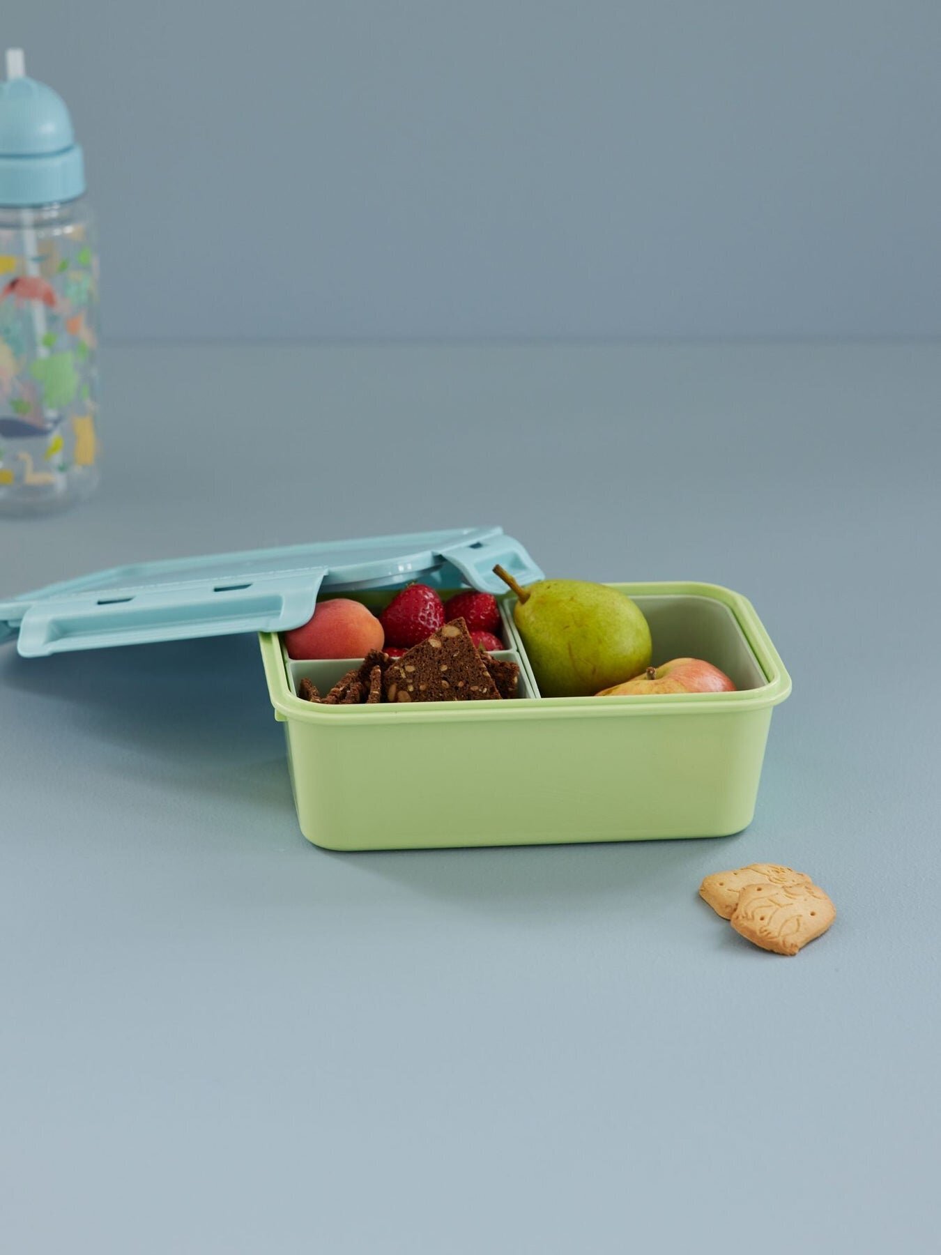 Plastik Lunchbox mit 3 Fächern, grün 