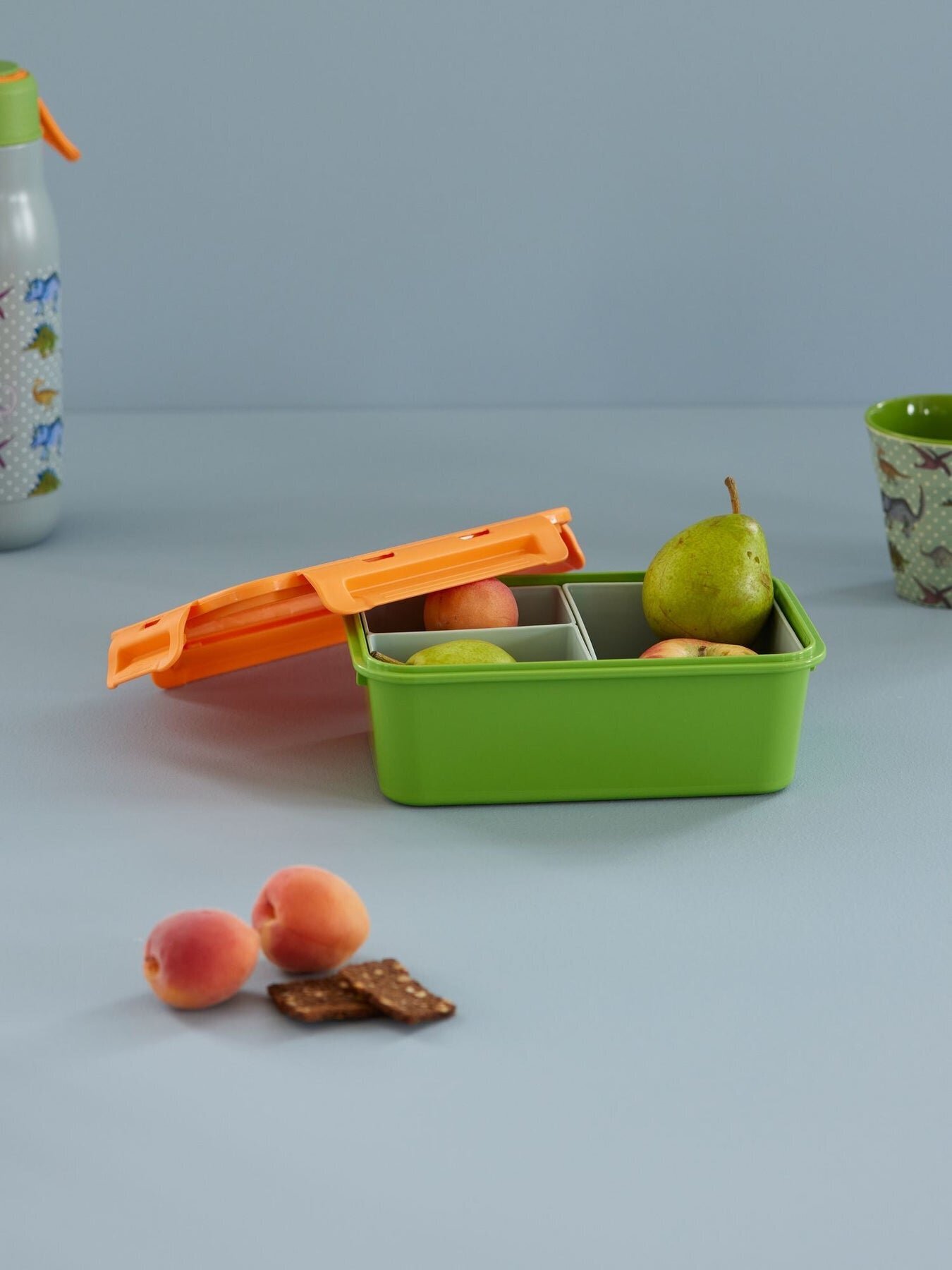 Plastik Lunchbox mit 3 Fächern, grün 