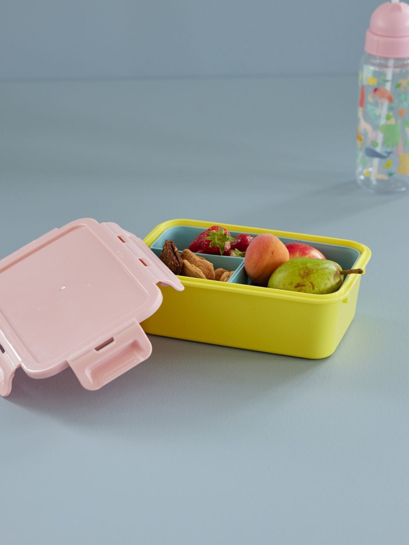 Plastik Lunchbox mit 3 Fächern, gelb 