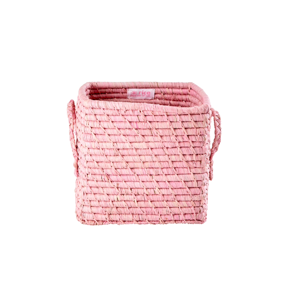 RICE quadratischer Korb Raffia, pink